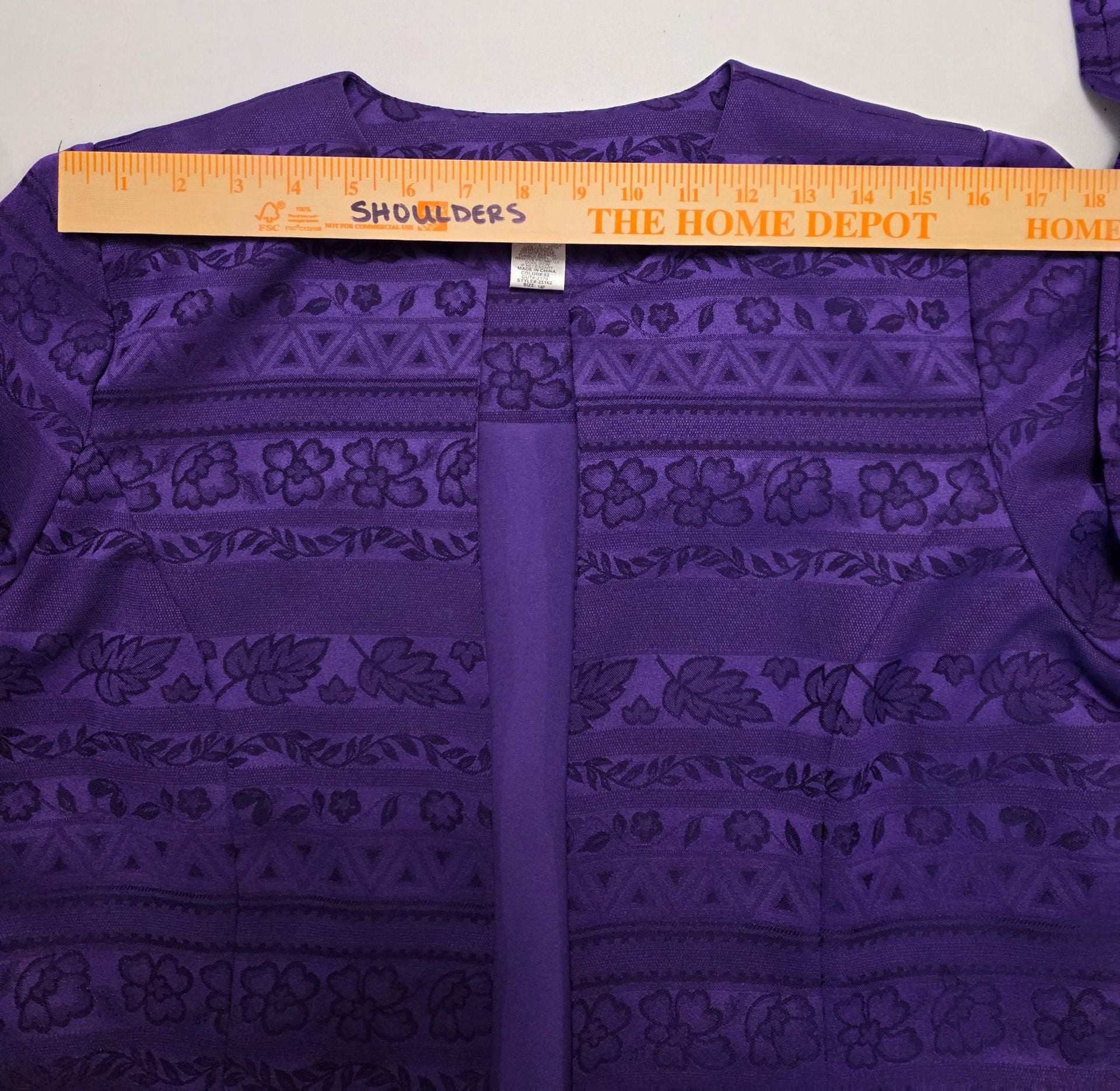KARI New York Open Front Jacket Size 14p purple Floral Jacquard 8