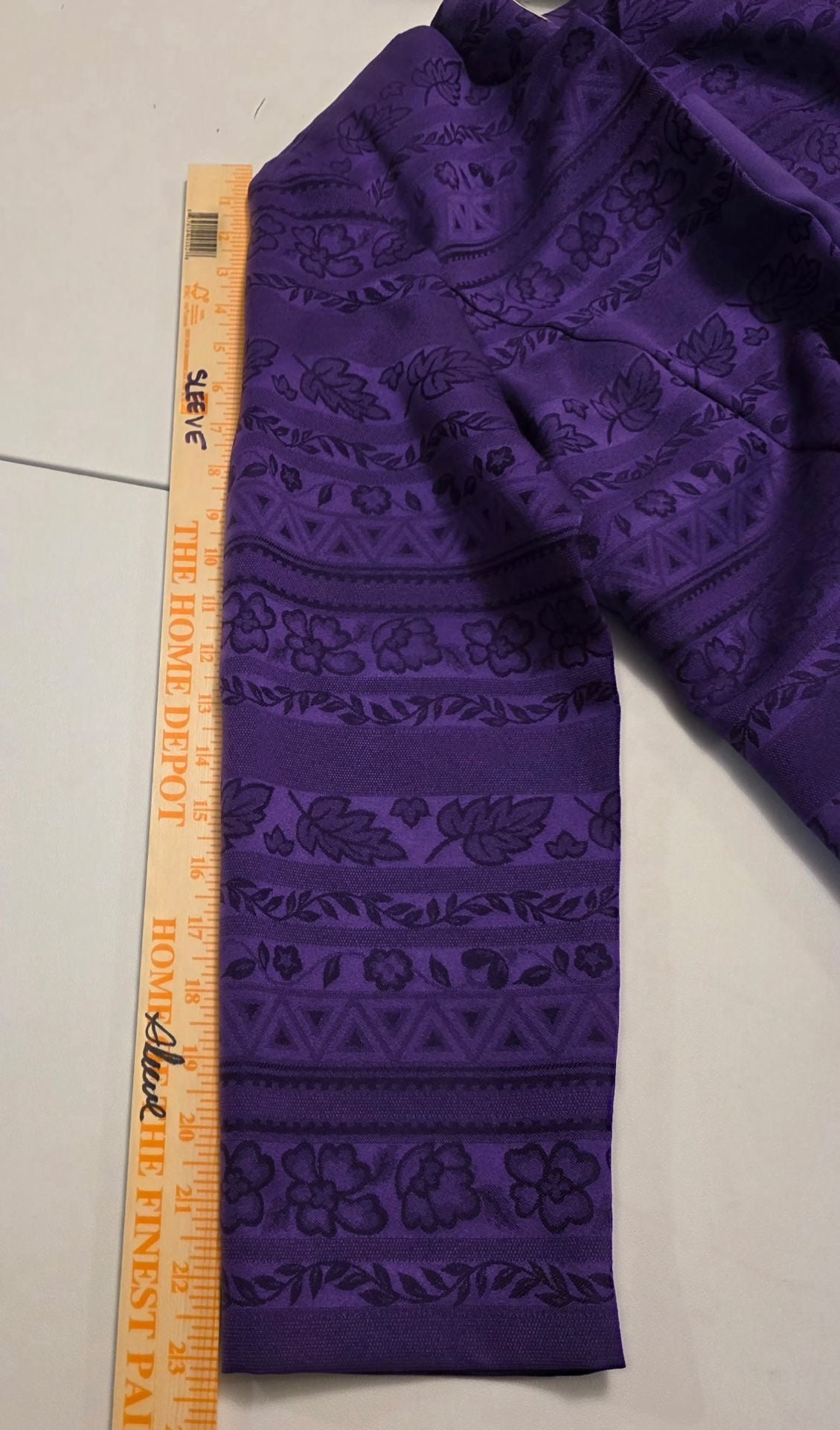 KARI New York Open Front Jacket Size 14p purple Floral Jacquard 10