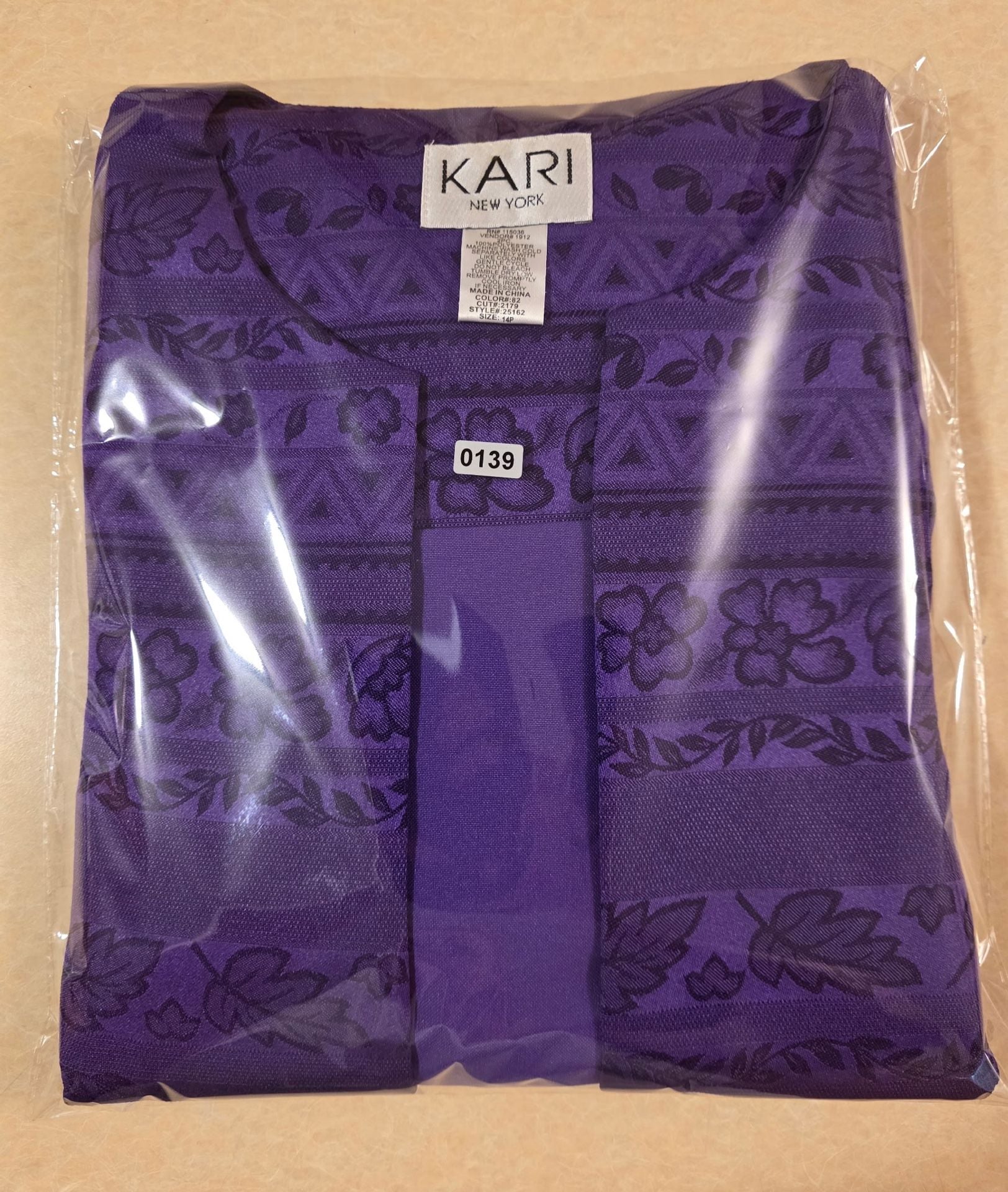 KARI New York Open Front Jacket Size 14p purple Floral Jacquard 11