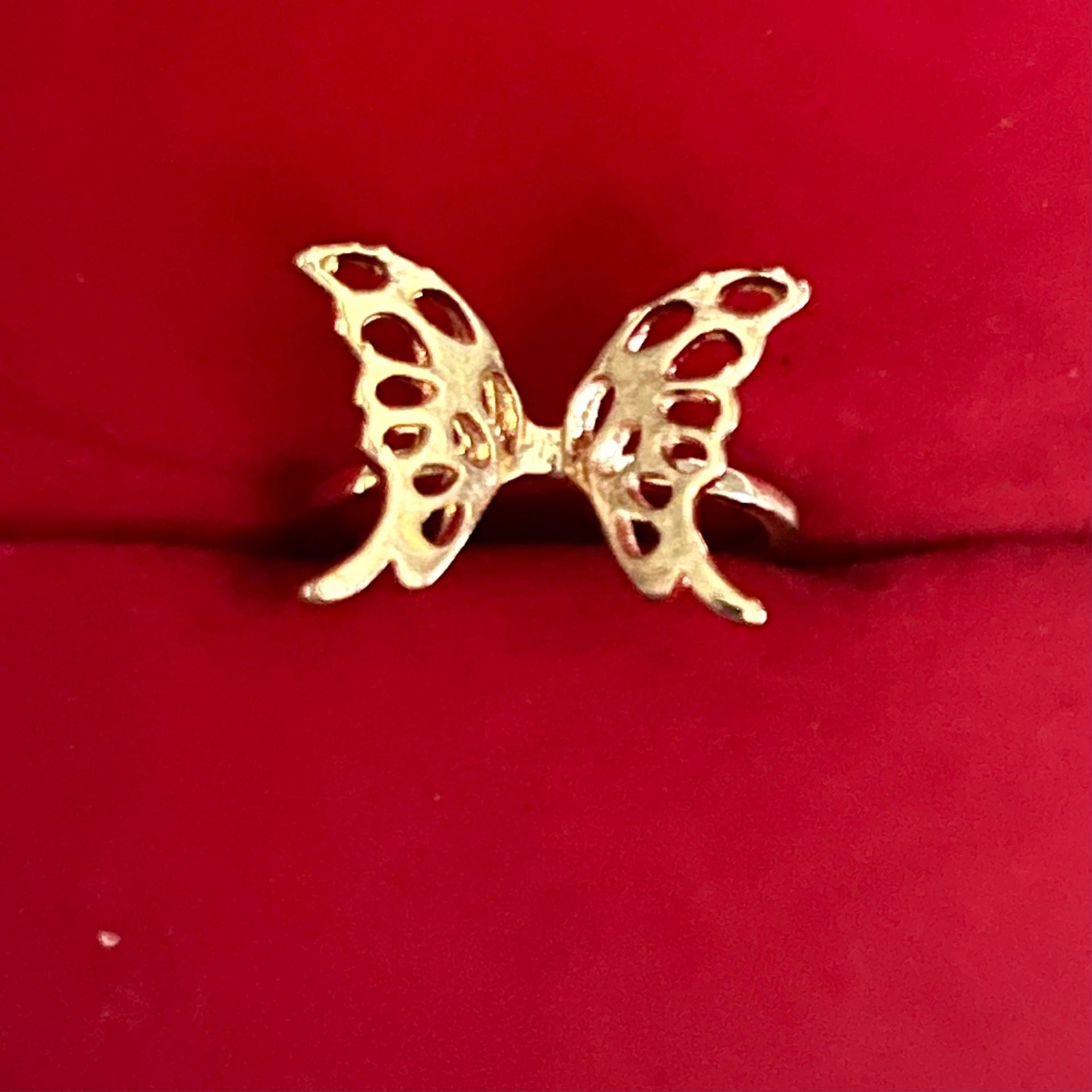 Gold Filigree Butterfly Stainless Steel Ring Size 6 3