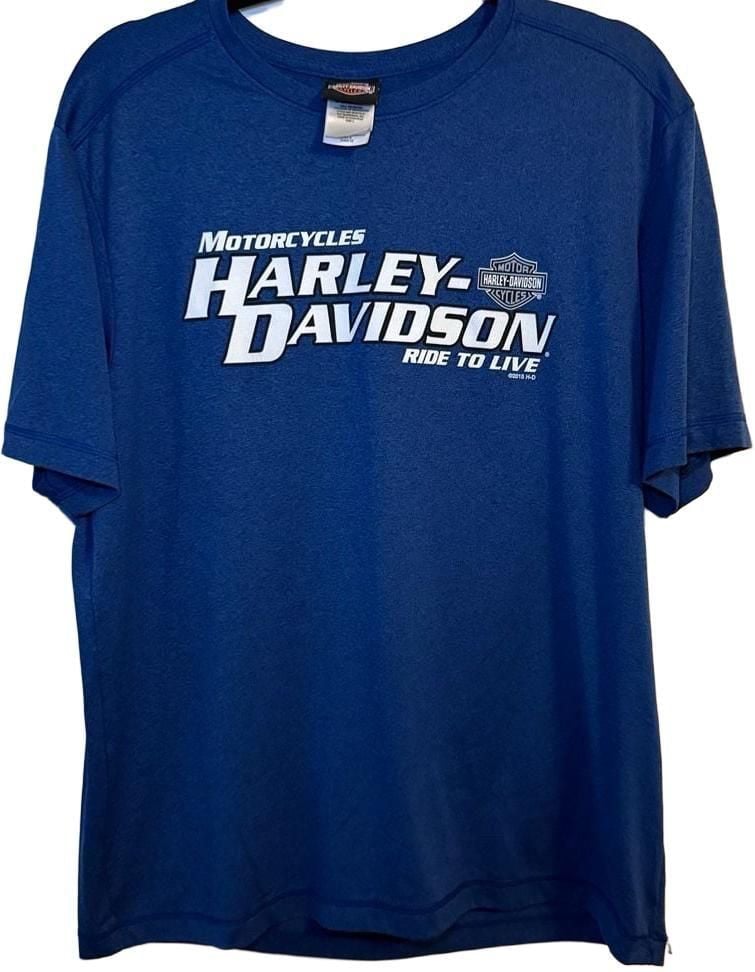 Harley-Davidson Laugerman's York PA Performance T-Shirt Blue Motorcycle Biker 2