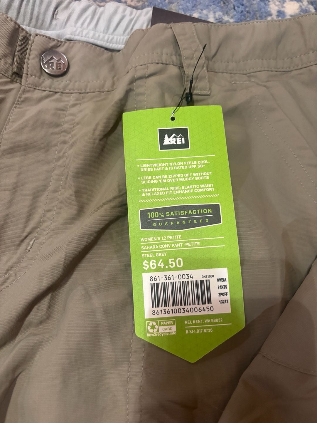 REI Co-op Sahara Convertible Pants Size 12 Petite Steel Grey 6