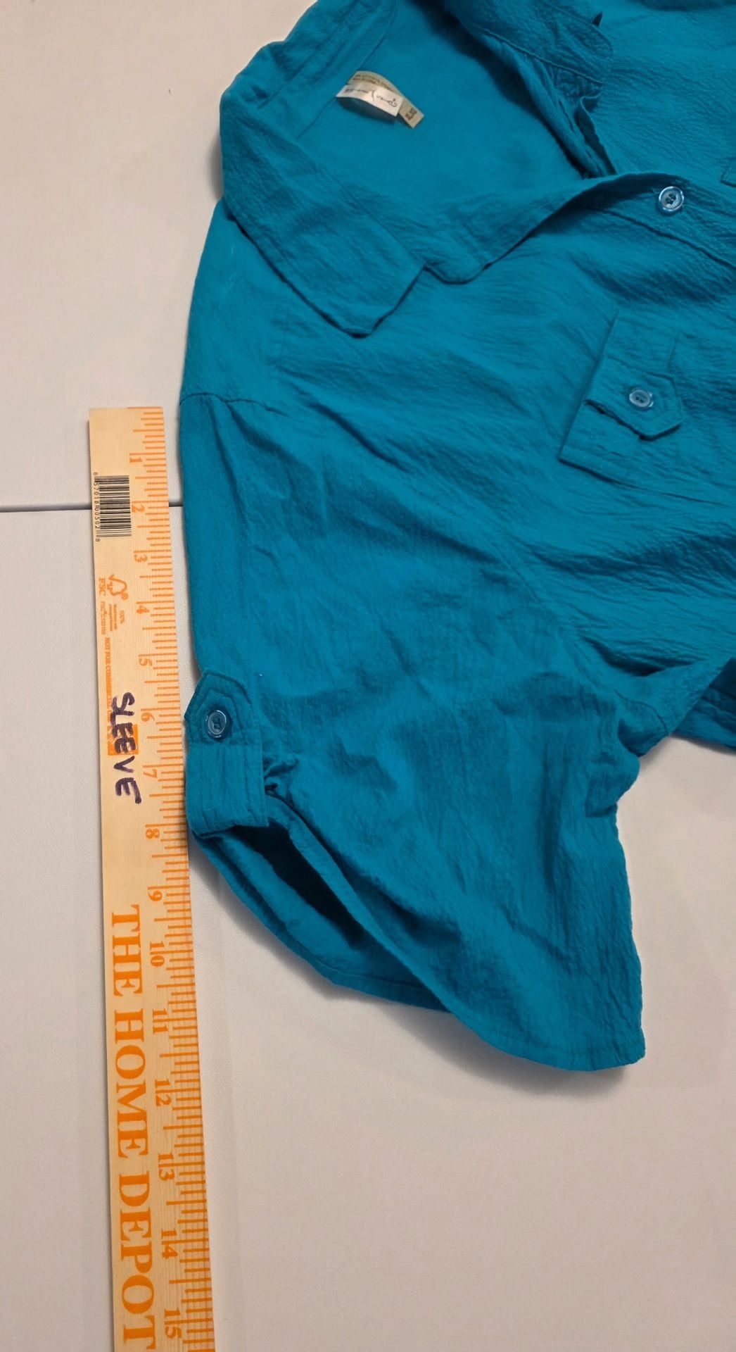 Woman Within Cotton Gauze Bigshirt Size XL/XG Blue Roll-Tab Sleeves 9