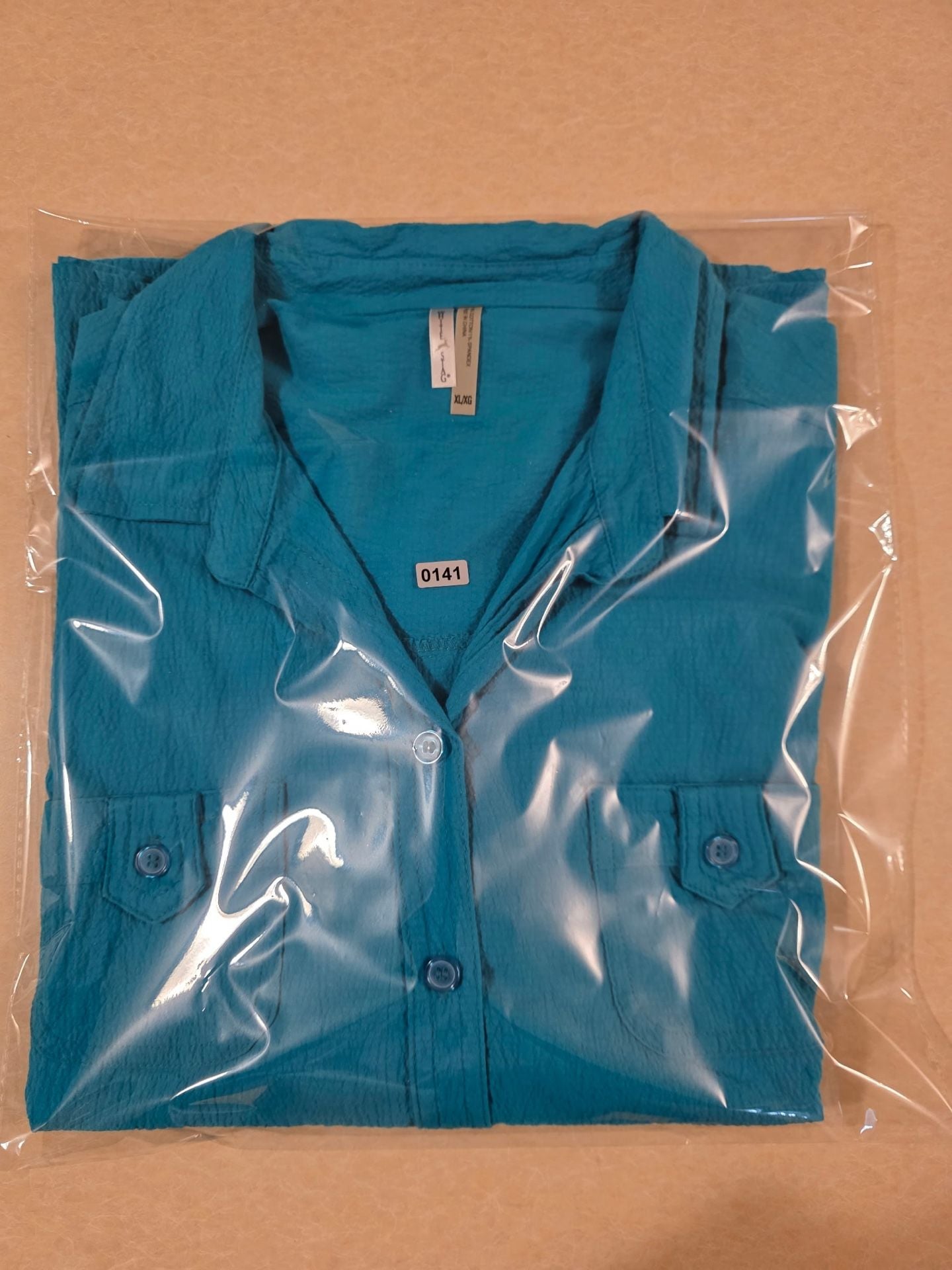 Woman Within Cotton Gauze Bigshirt Size XL/XG Blue Roll-Tab Sleeves 10
