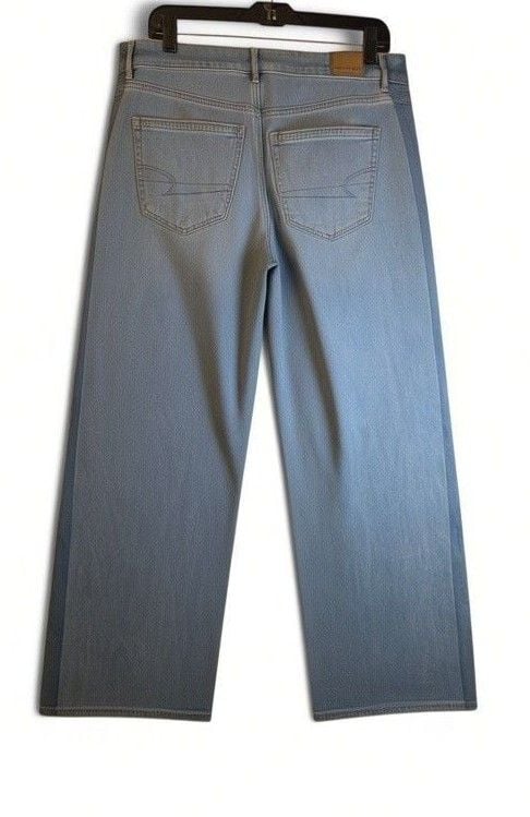 American Eagle Wide Leg Jeans Size 8 Ombre Panel Denim 3