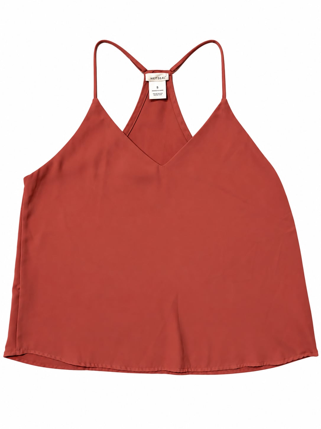 Wet Seal Cami Tank Top Size S Rust Orange V-Neck Spaghetti Strap 3