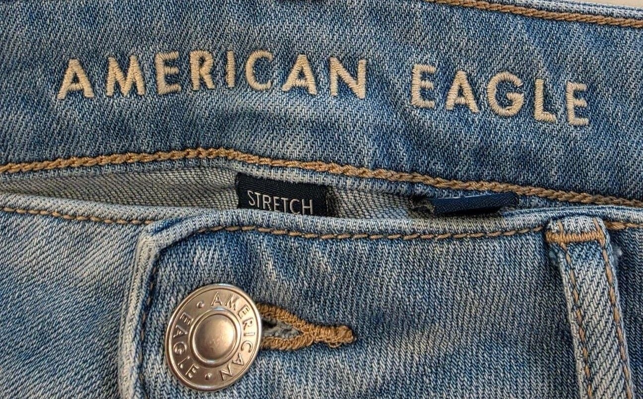 American Eagle Wide Leg Jeans Size 8 Ombre Panel Denim 4