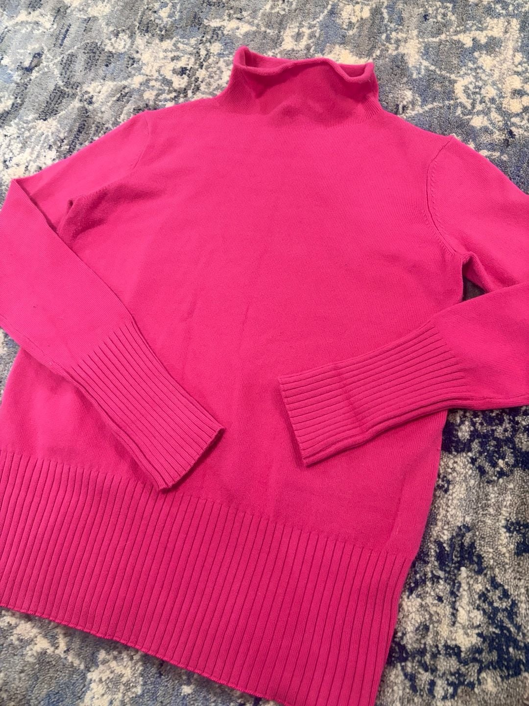 French Connection Turtleneck Sweater Size S Hot Pink Ribbed Knit Pullover 3