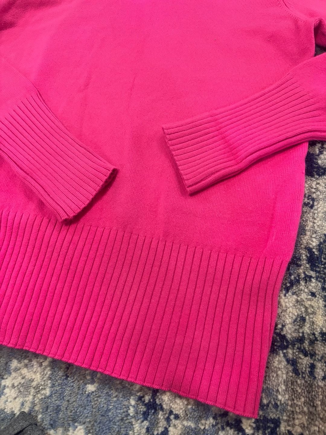 French Connection Turtleneck Sweater Size S Hot Pink Ribbed Knit Pullover 4