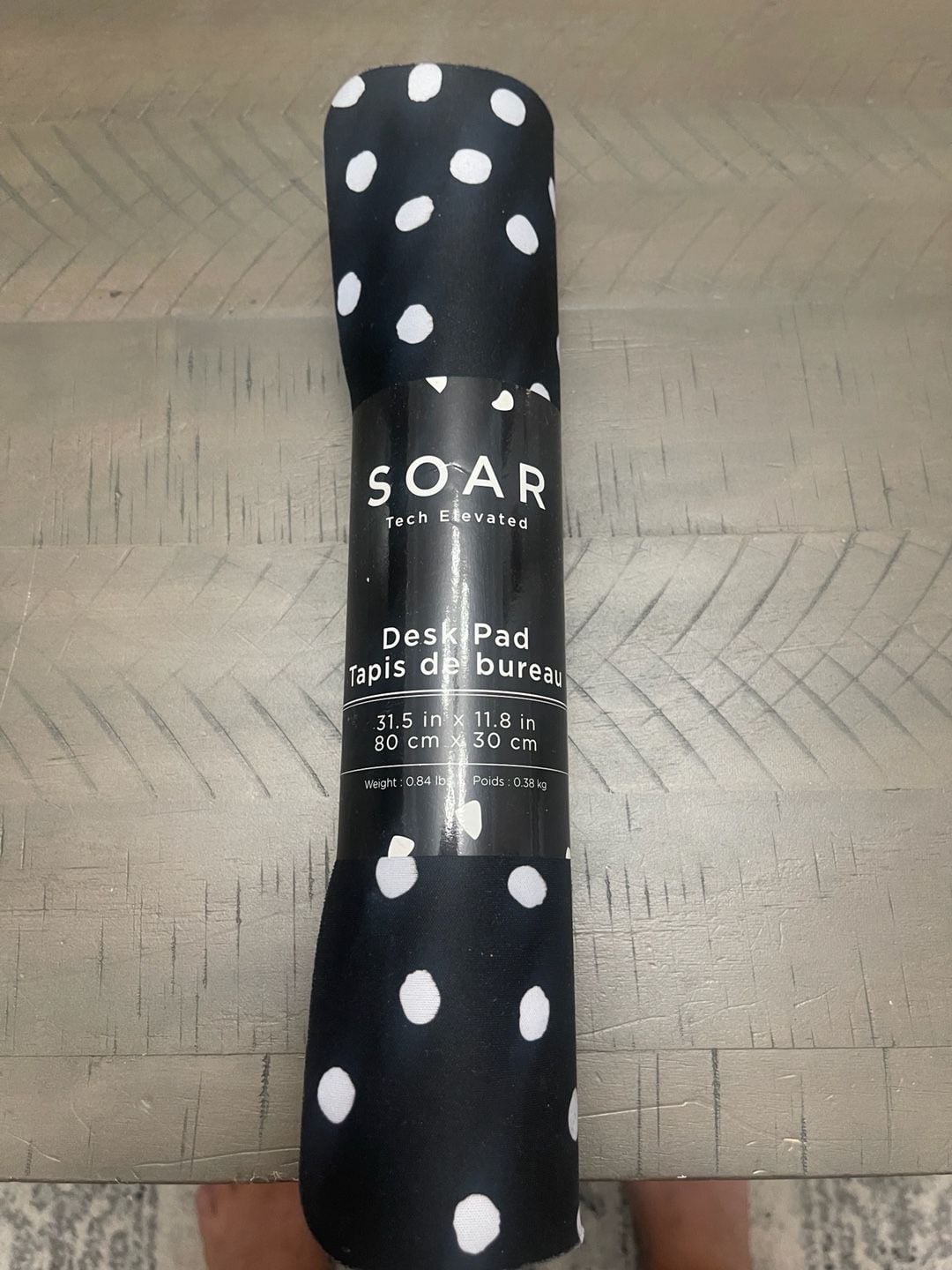 SOAR Tech Elevated Desk Pad 31.5 in x 11.8 in Black White Polka Dot New 7