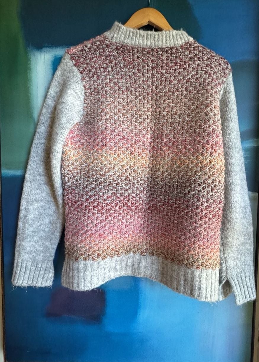 Barbour Textured Sweater Size US 8 Grey Pink Wool Blend 9