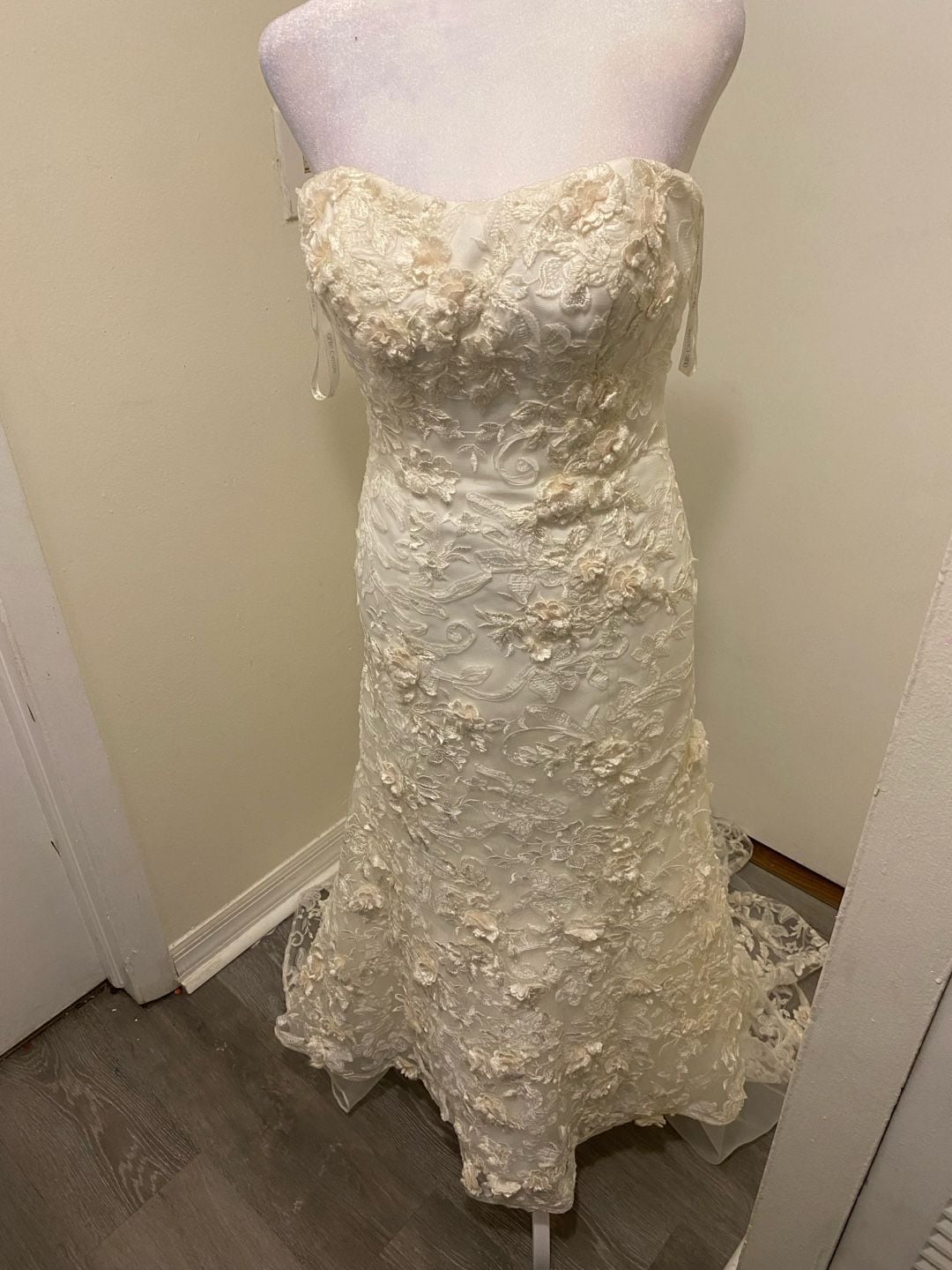 Oleg Cassini CWG464 3D Floral Lace Wedding Dress Ivory 2