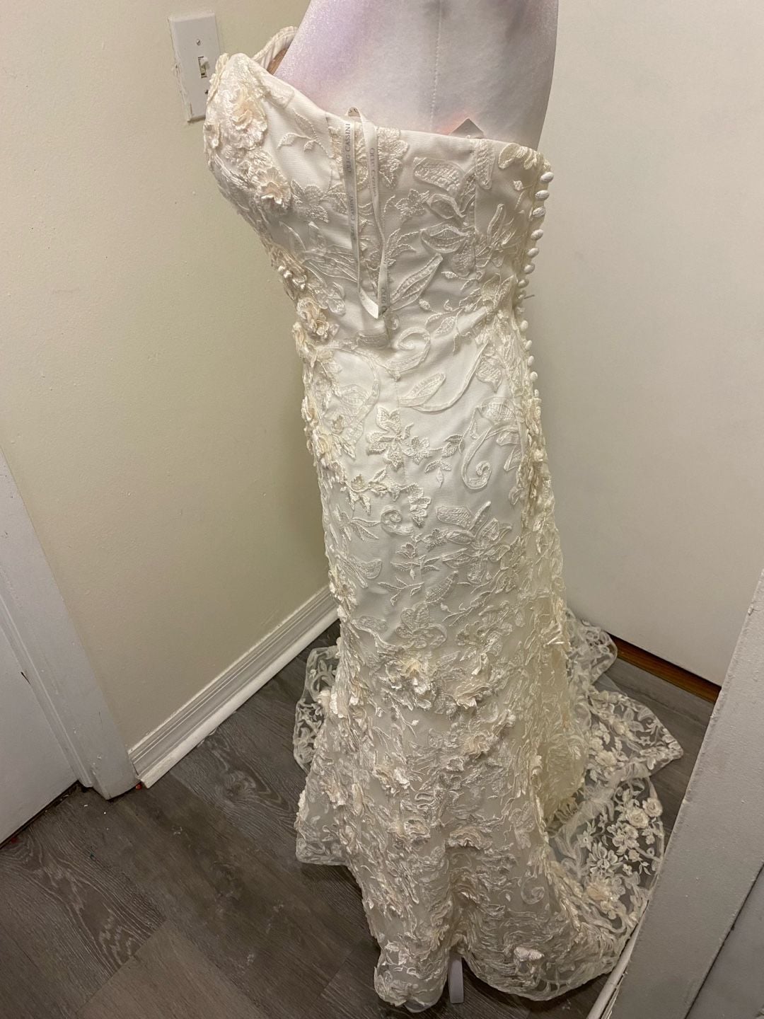 Oleg Cassini CWG464 3D Floral Lace Wedding Dress Ivory 4