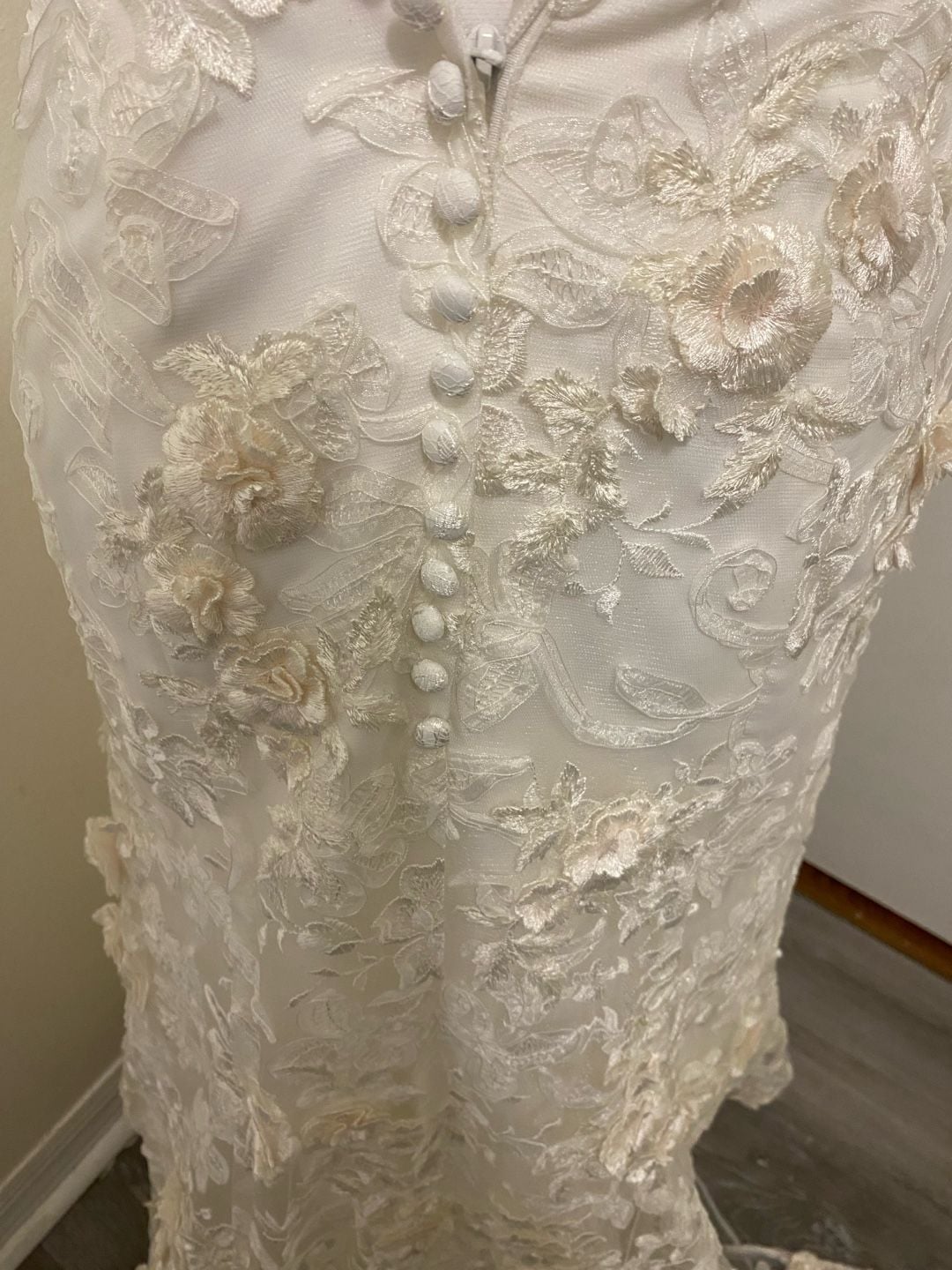 Oleg Cassini CWG464 3D Floral Lace Wedding Dress Ivory 6