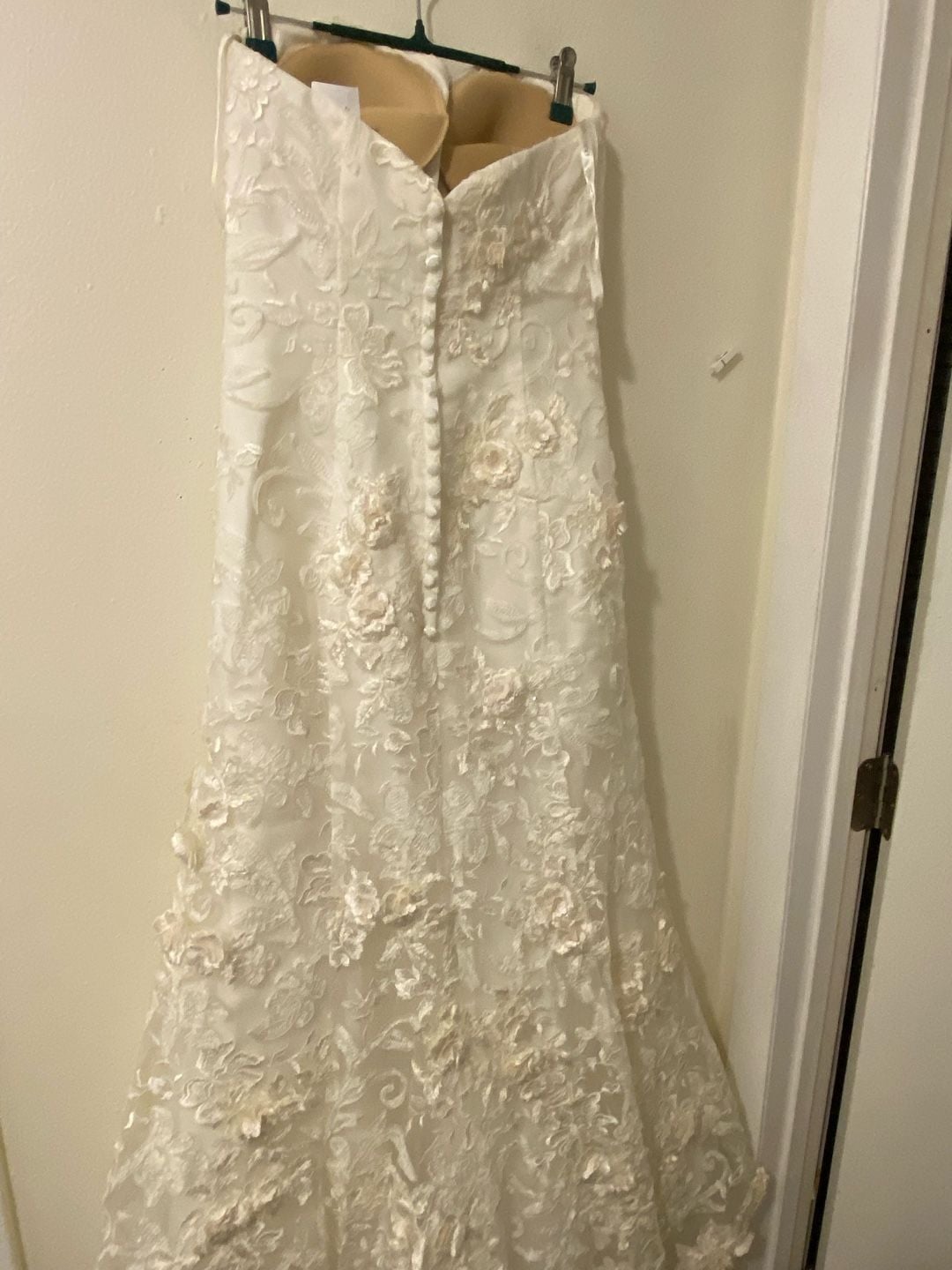 Oleg Cassini CWG464 3D Floral Lace Wedding Dress Ivory 7