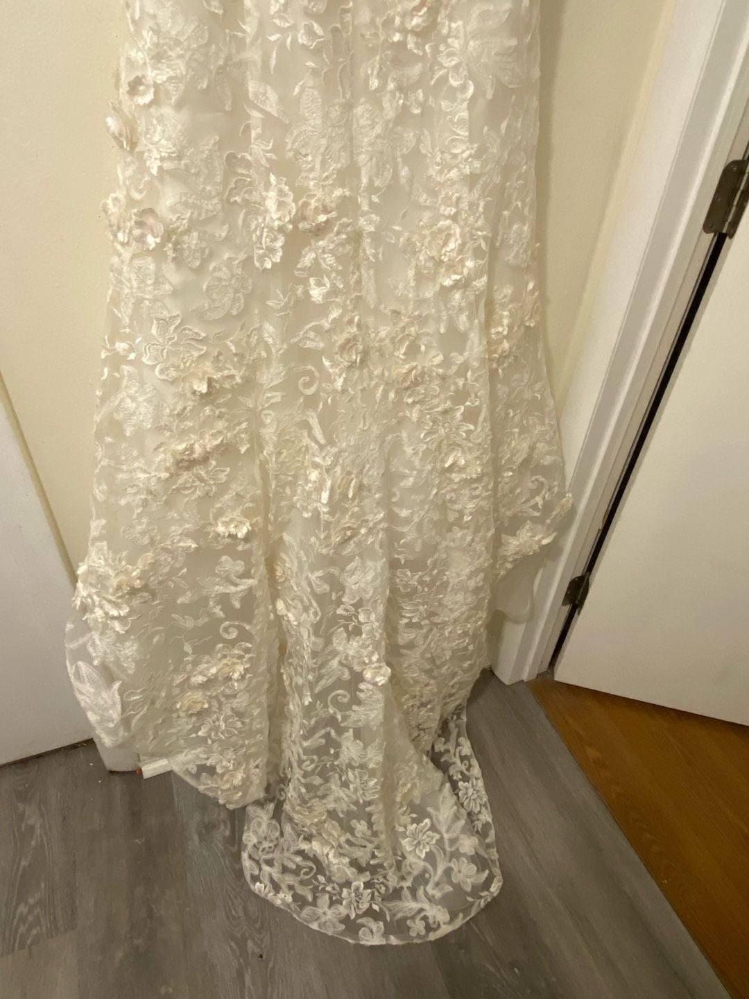 Oleg Cassini CWG464 3D Floral Lace Wedding Dress Ivory 8