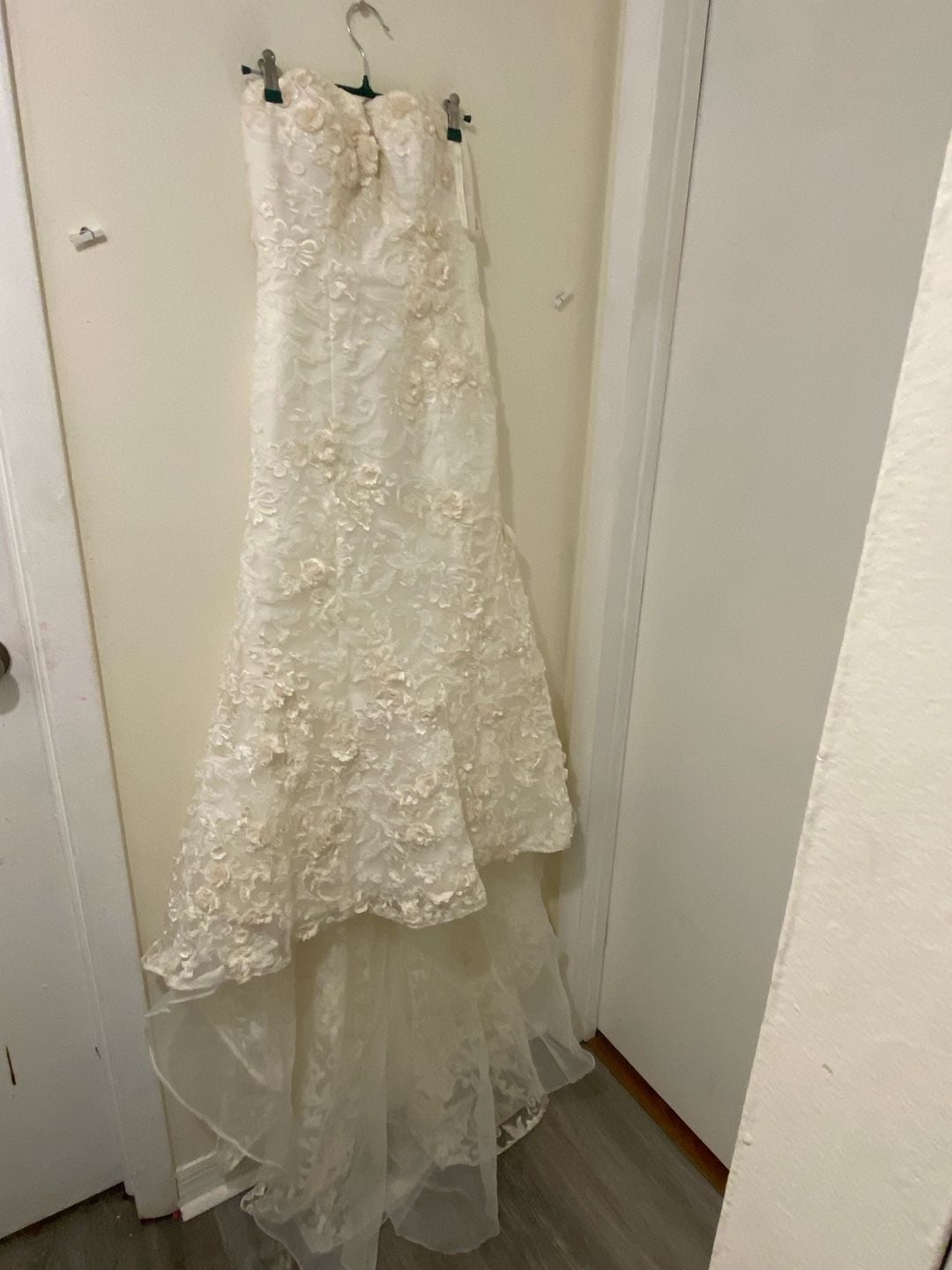 Oleg Cassini CWG464 3D Floral Lace Wedding Dress Ivory 12