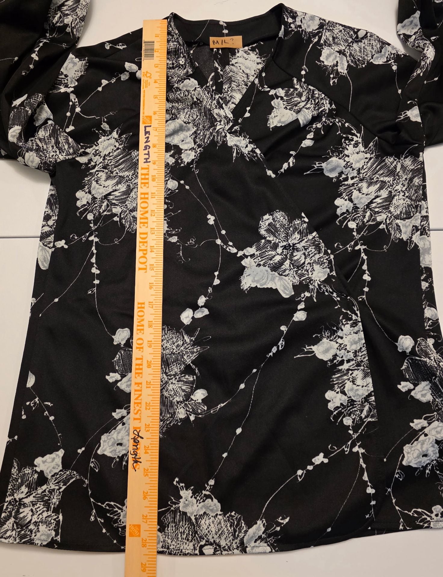 JM Collection Floral Print Tie Neck Blouse Black White 4