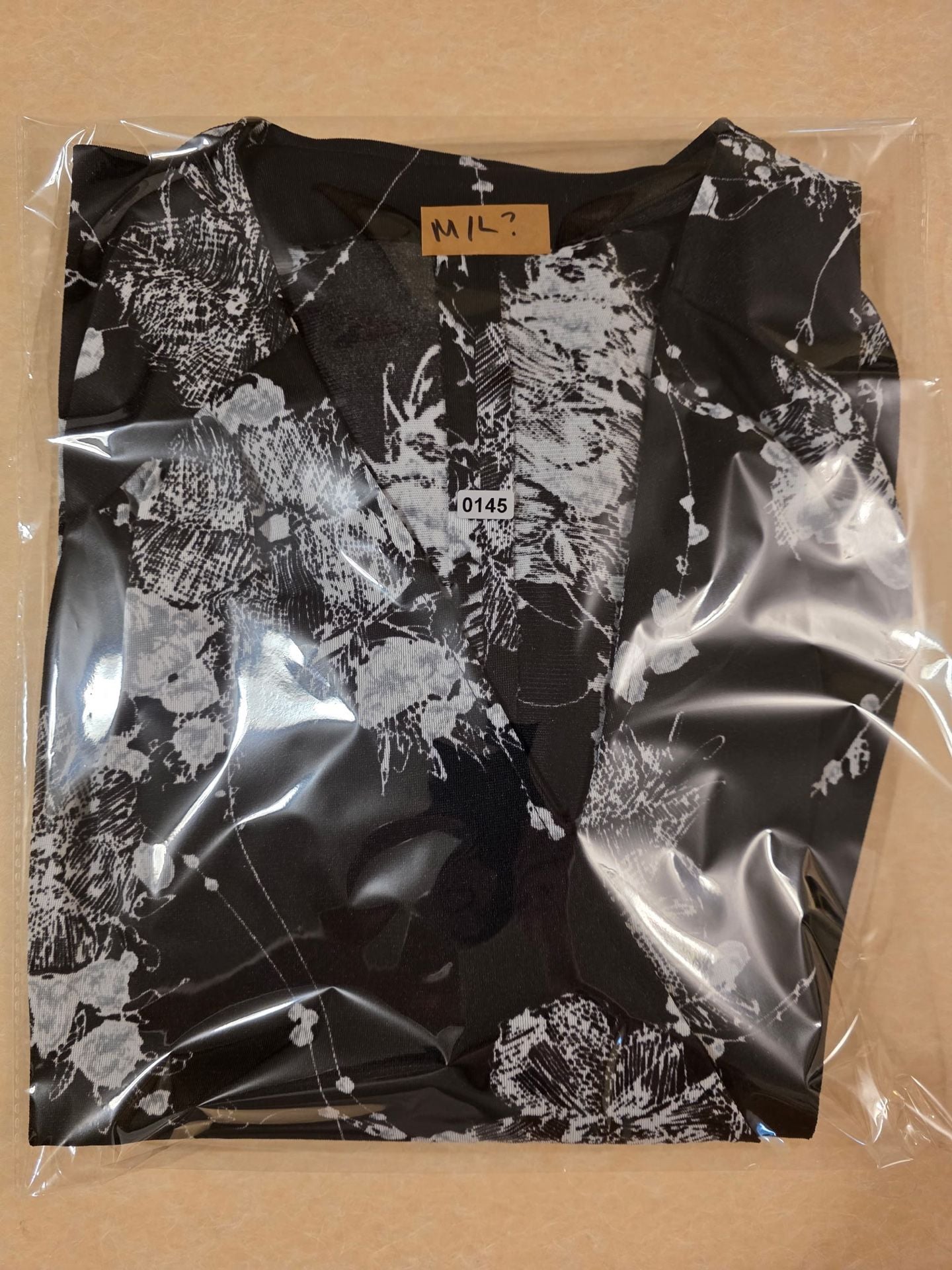 JM Collection Floral Print Tie Neck Blouse Black White 8