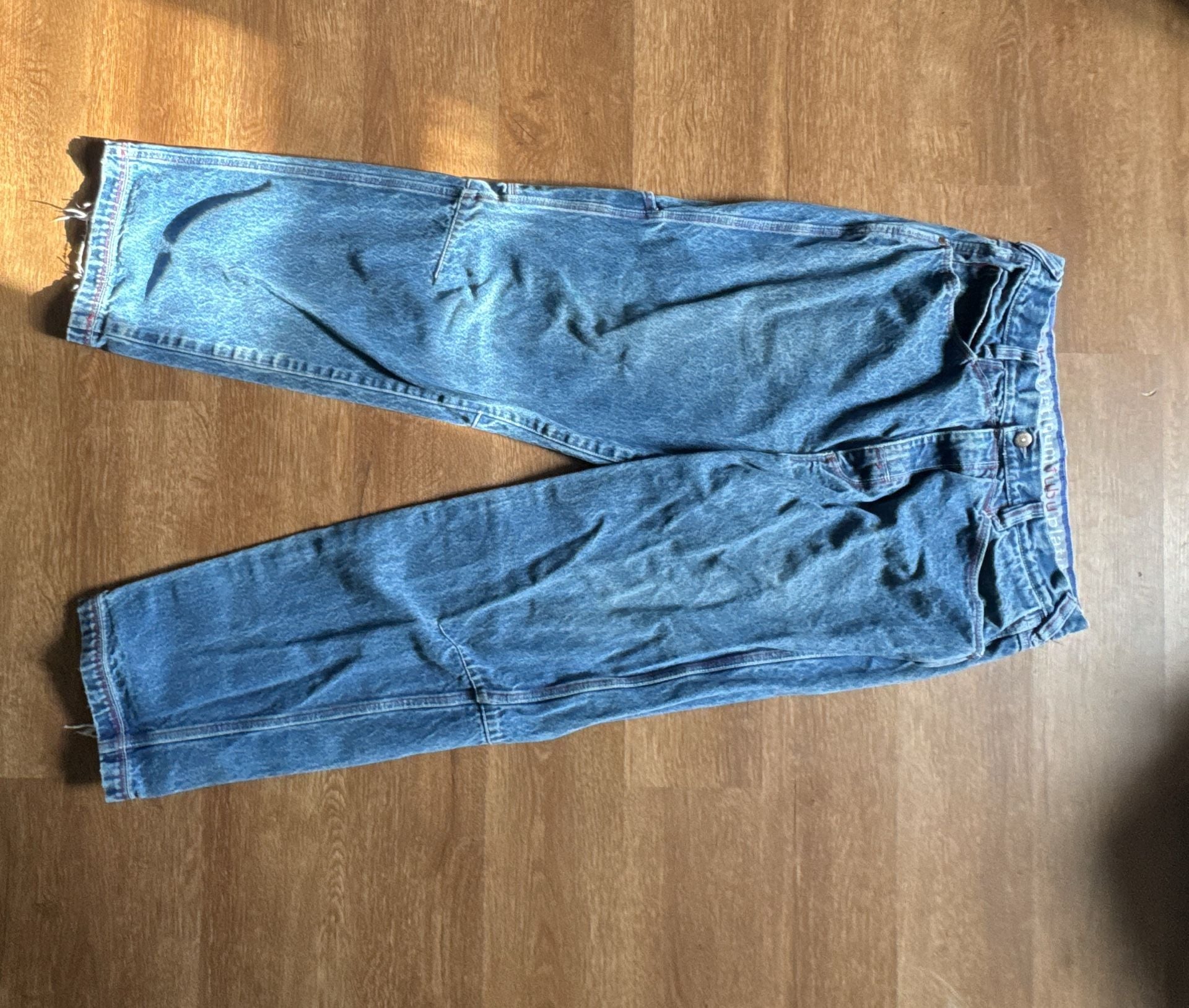 Platinum Fubu Jeans Size 36 Blue Denim Cartoon Graphic Pocket Carpenter 2