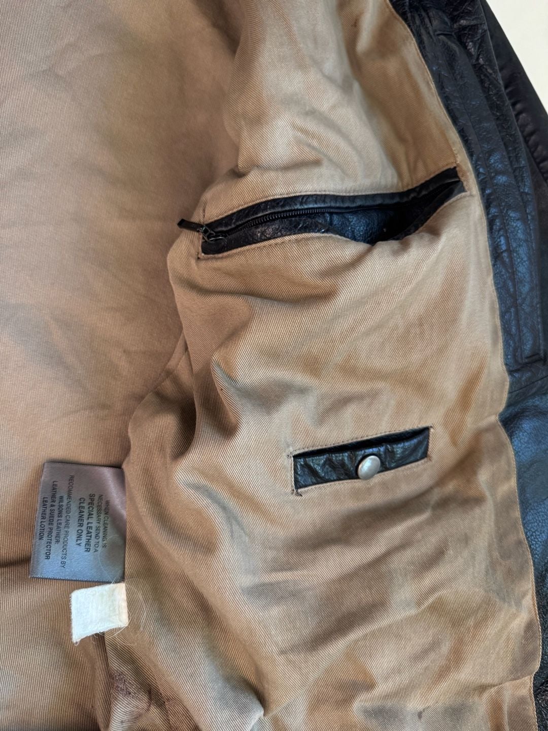 Wilsons Leather Worn In Moto Jacket 90s Model Off Duty Black Men’s M 10