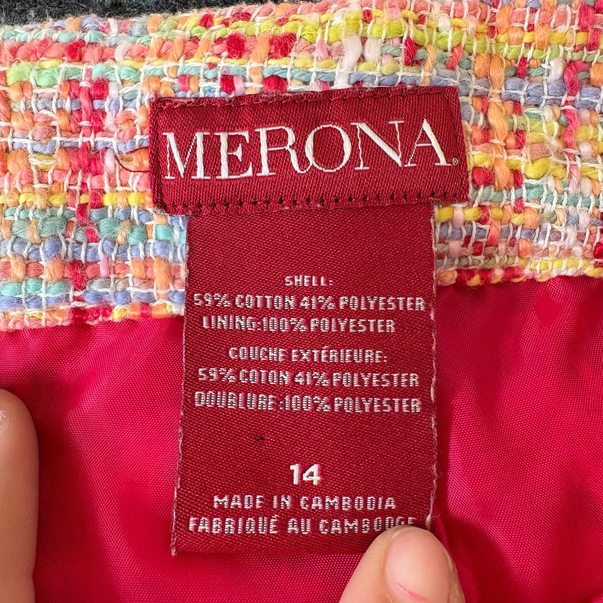 Merona Tweed Skirt Size 14 Multi Color Pencil Mini 3