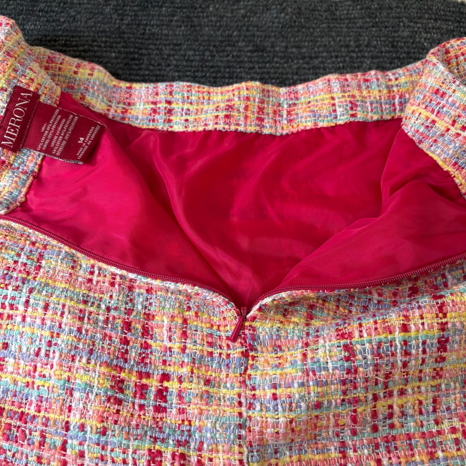 Merona Tweed Skirt Size 14 Multi Color Pencil Mini 7