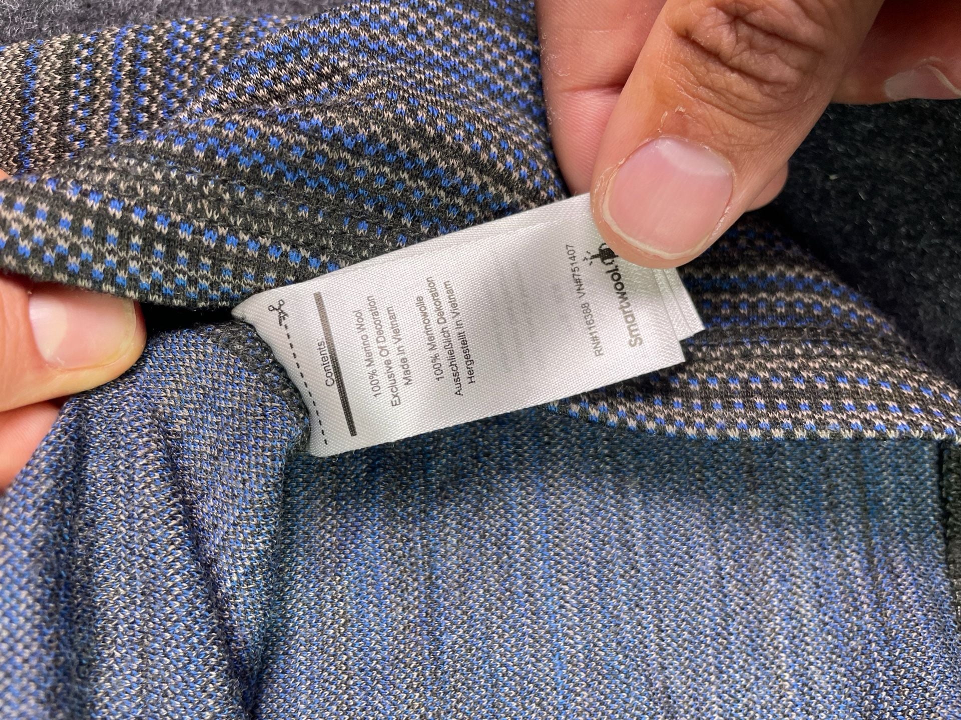 Smartwool Merino Base Layer Crew Size L Blue Striped Wool Long Sleeve 6