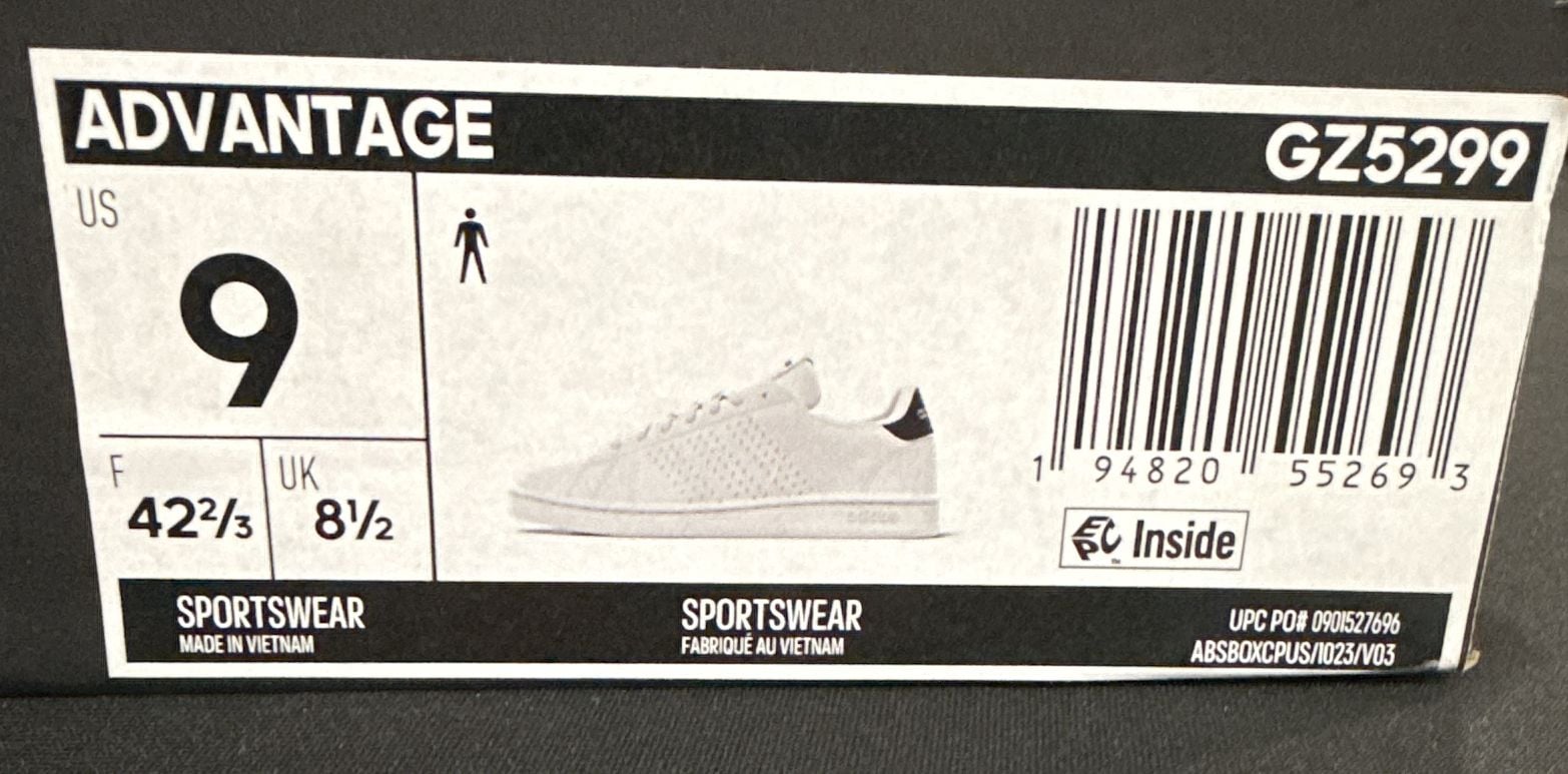 Adidas Advantage Size 9 White Cloudfoam Sneakers 6