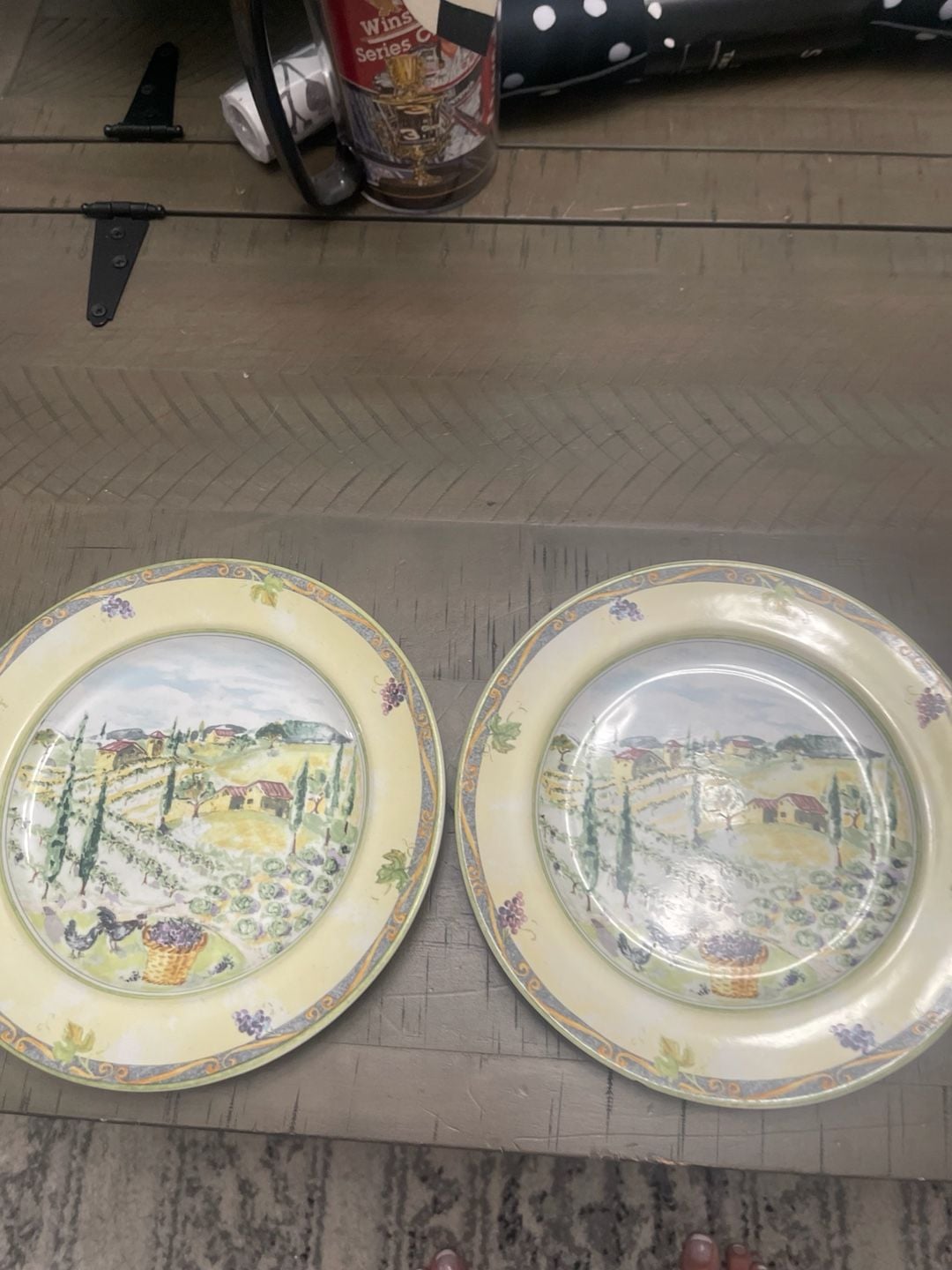 PTS International Tuscan Country Dinner Plate Vineyard Scene 9