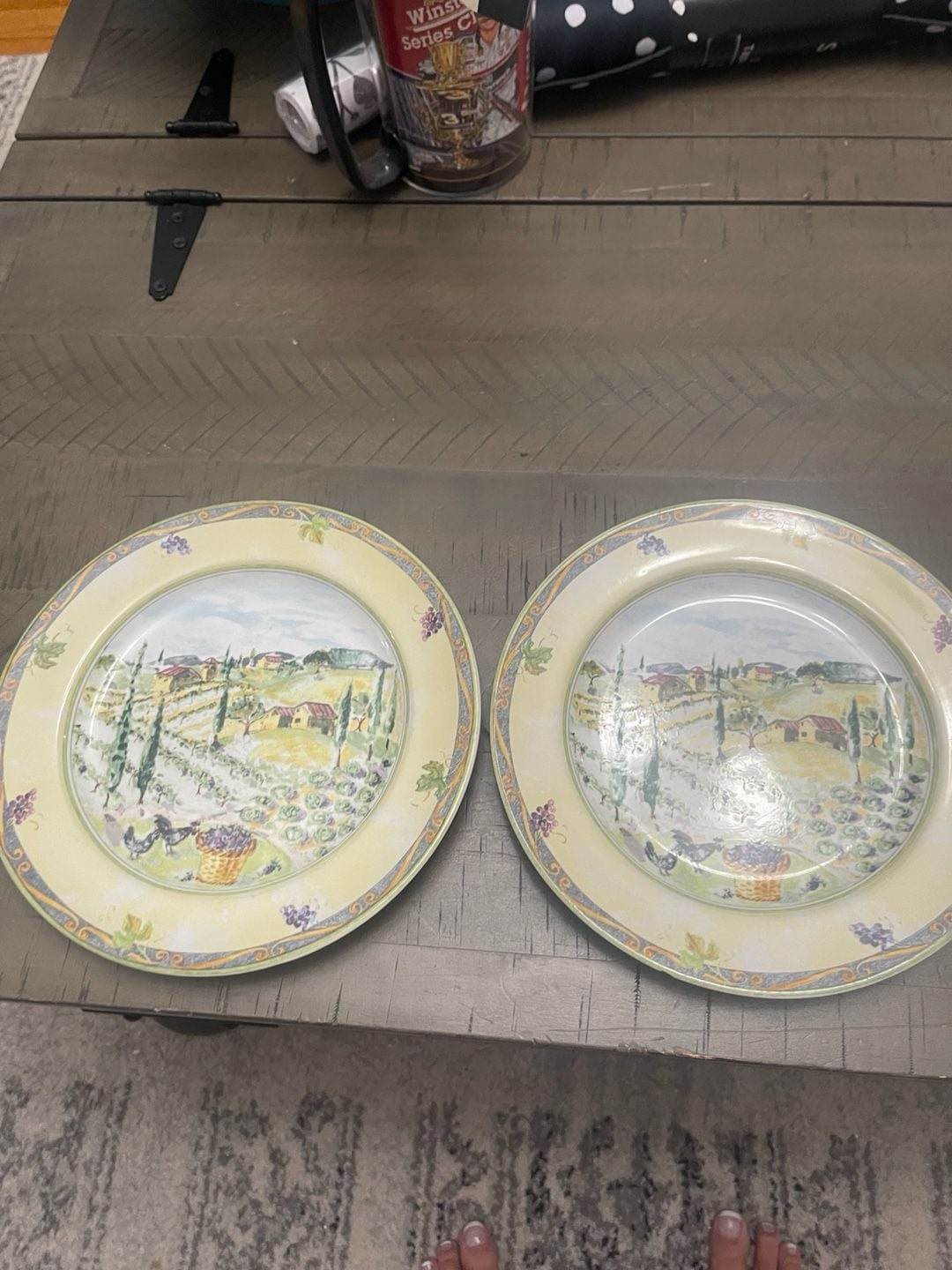 PTS International Tuscan Country Dinner Plate Vineyard Scene 10
