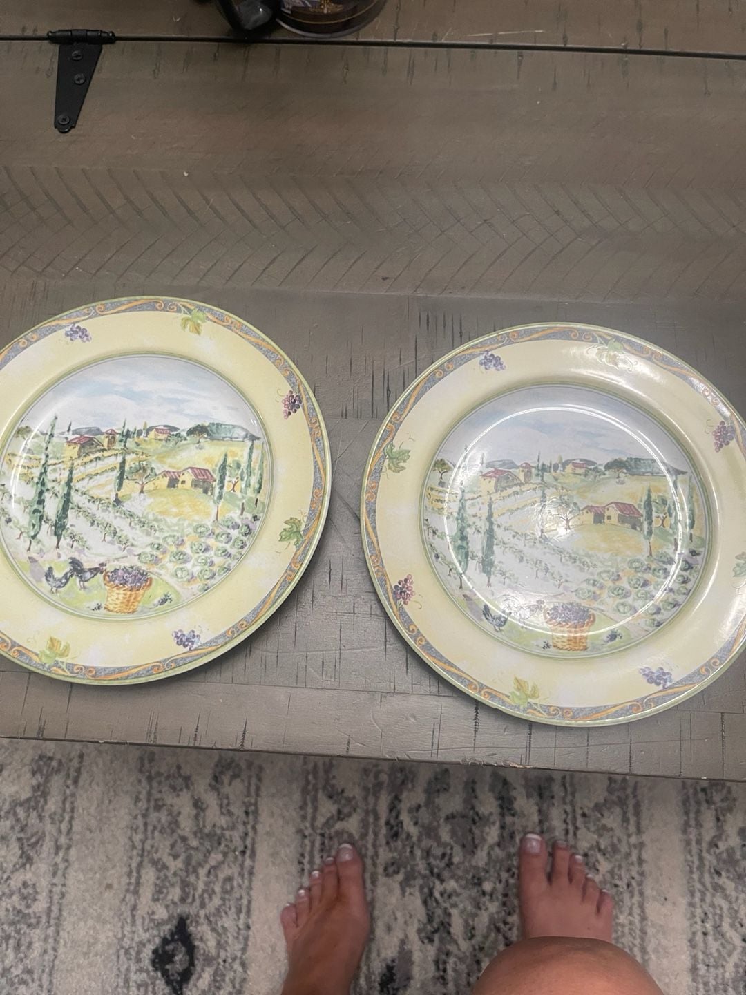 PTS International Tuscan Country Dinner Plate Vineyard Scene 11
