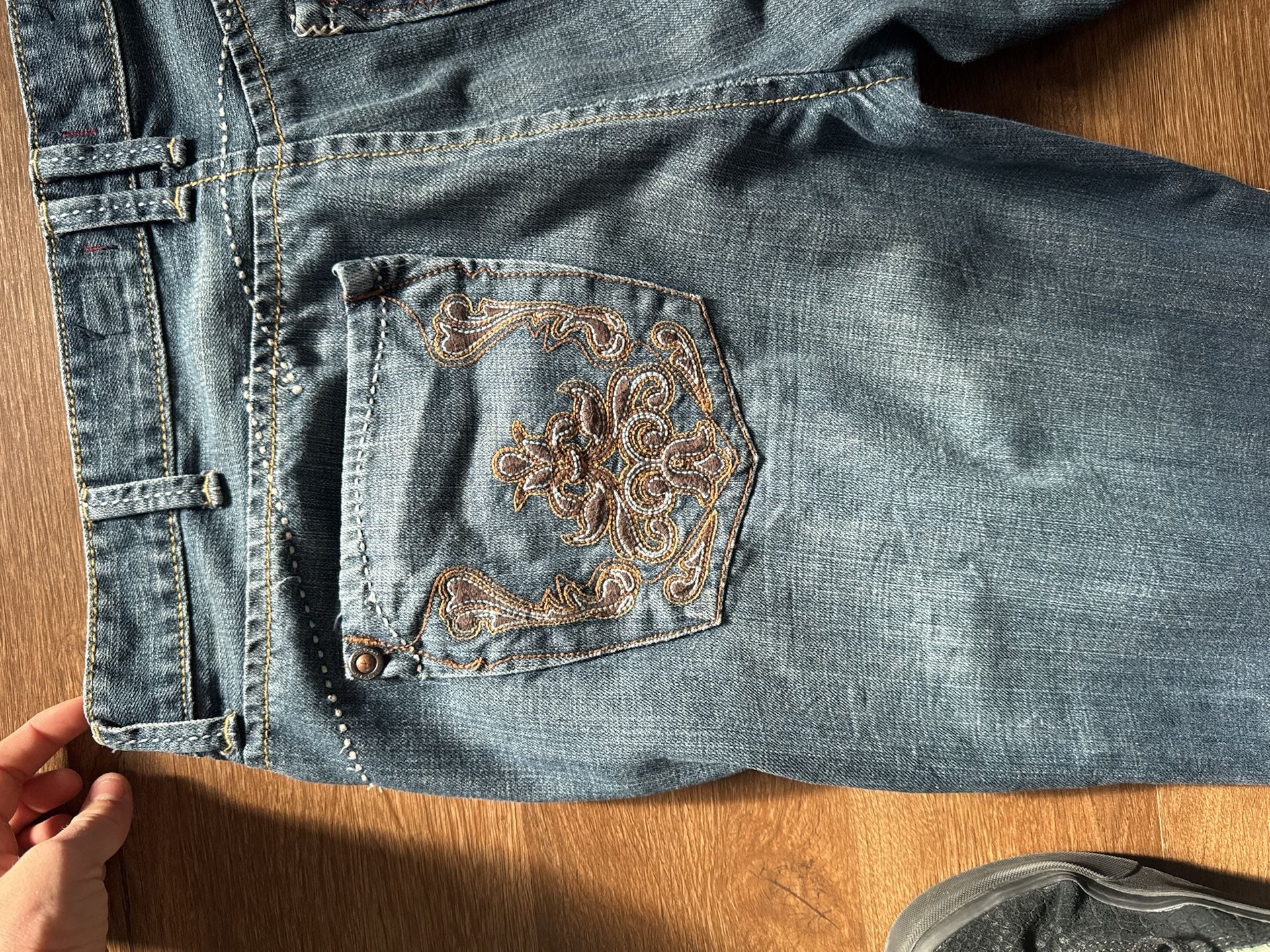 Marc Ecko Bootcut Jeans Size 40 Blue Embroidered Pockets 4
