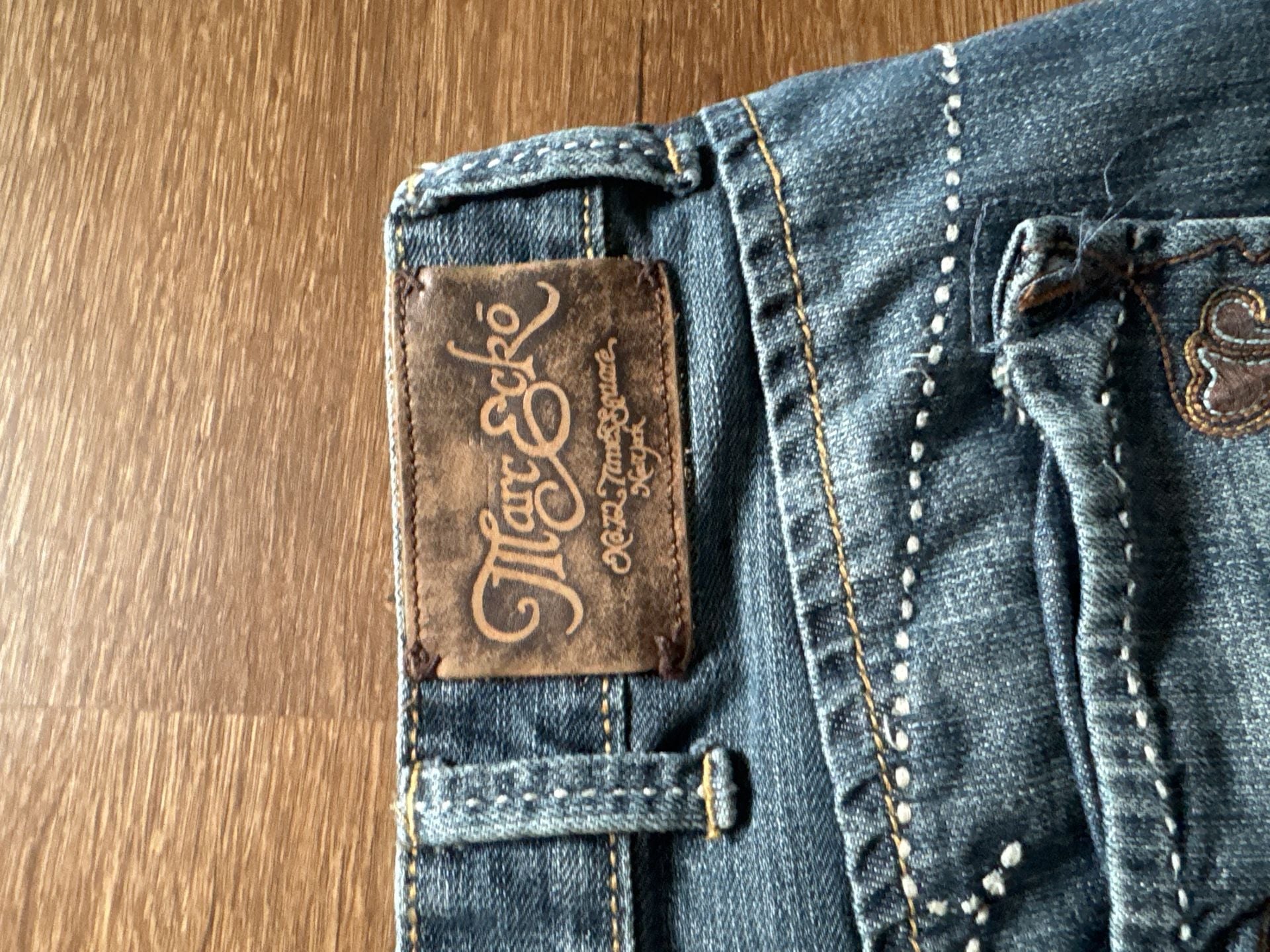 Marc Ecko Bootcut Jeans Size 40 Blue Embroidered Pockets 6
