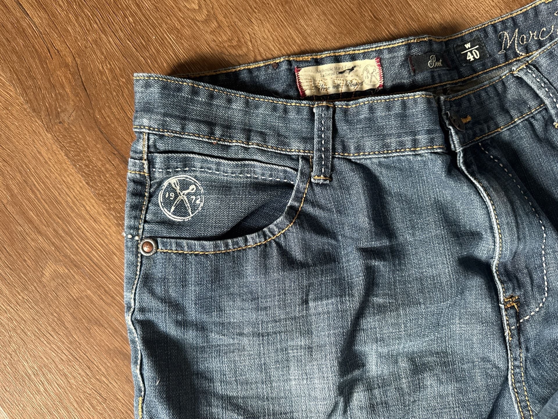 Marc Ecko Bootcut Jeans Size 40 Blue Embroidered Pockets 7