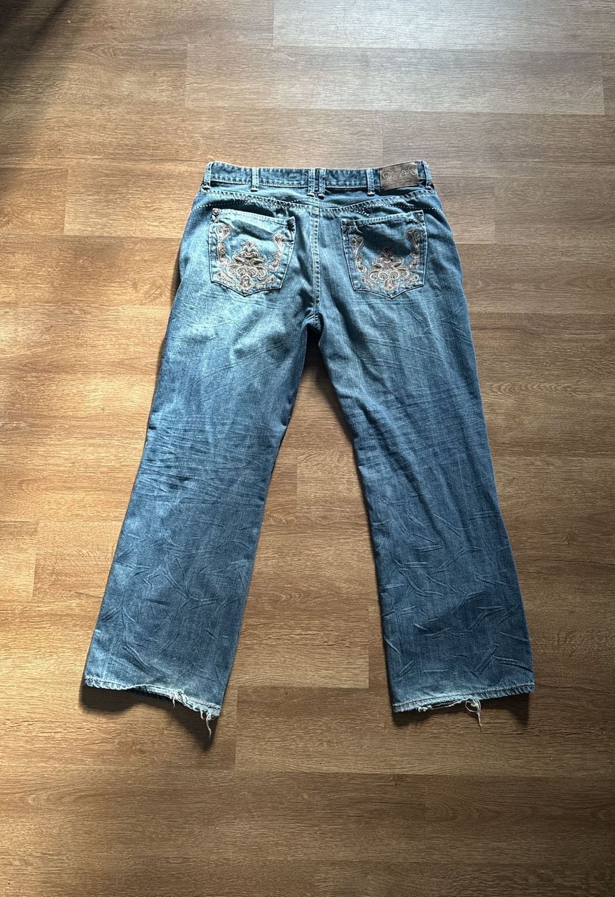 Marc Ecko Bootcut Jeans Size 40 Blue Embroidered Pockets 3