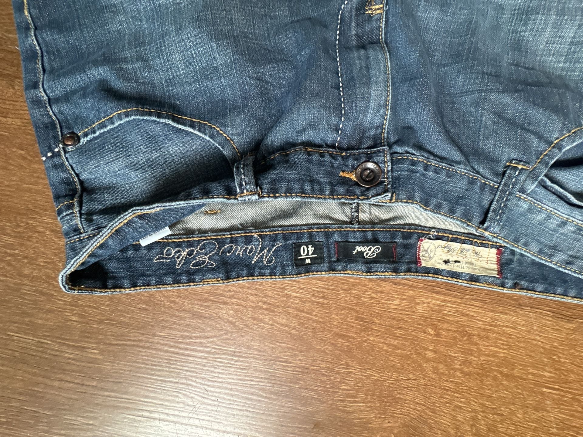 Marc Ecko Bootcut Jeans Size 40 Blue Embroidered Pockets 5