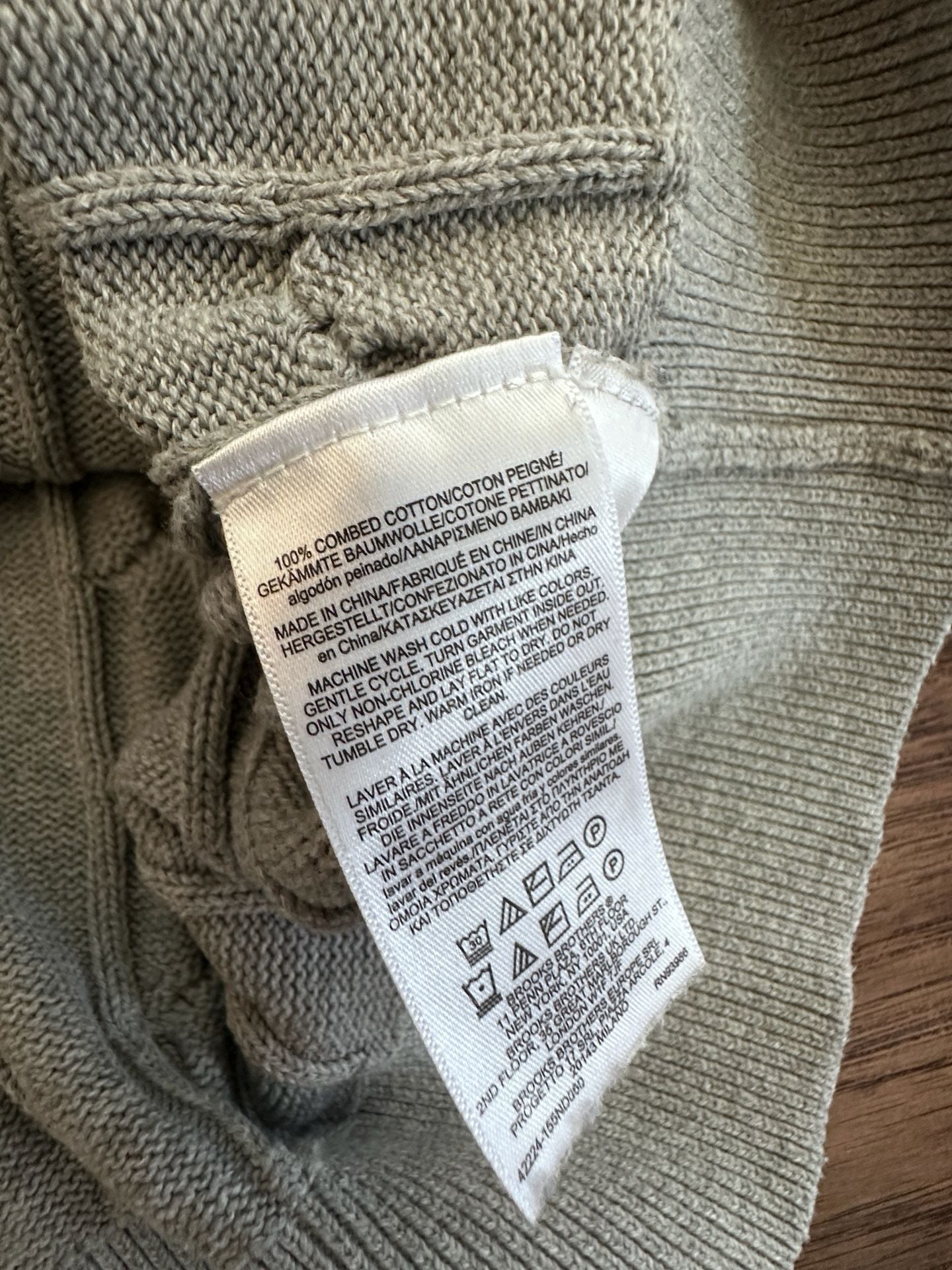 Brooks Brothers Cable Knit Hoodie Sweater Size M Gray 7