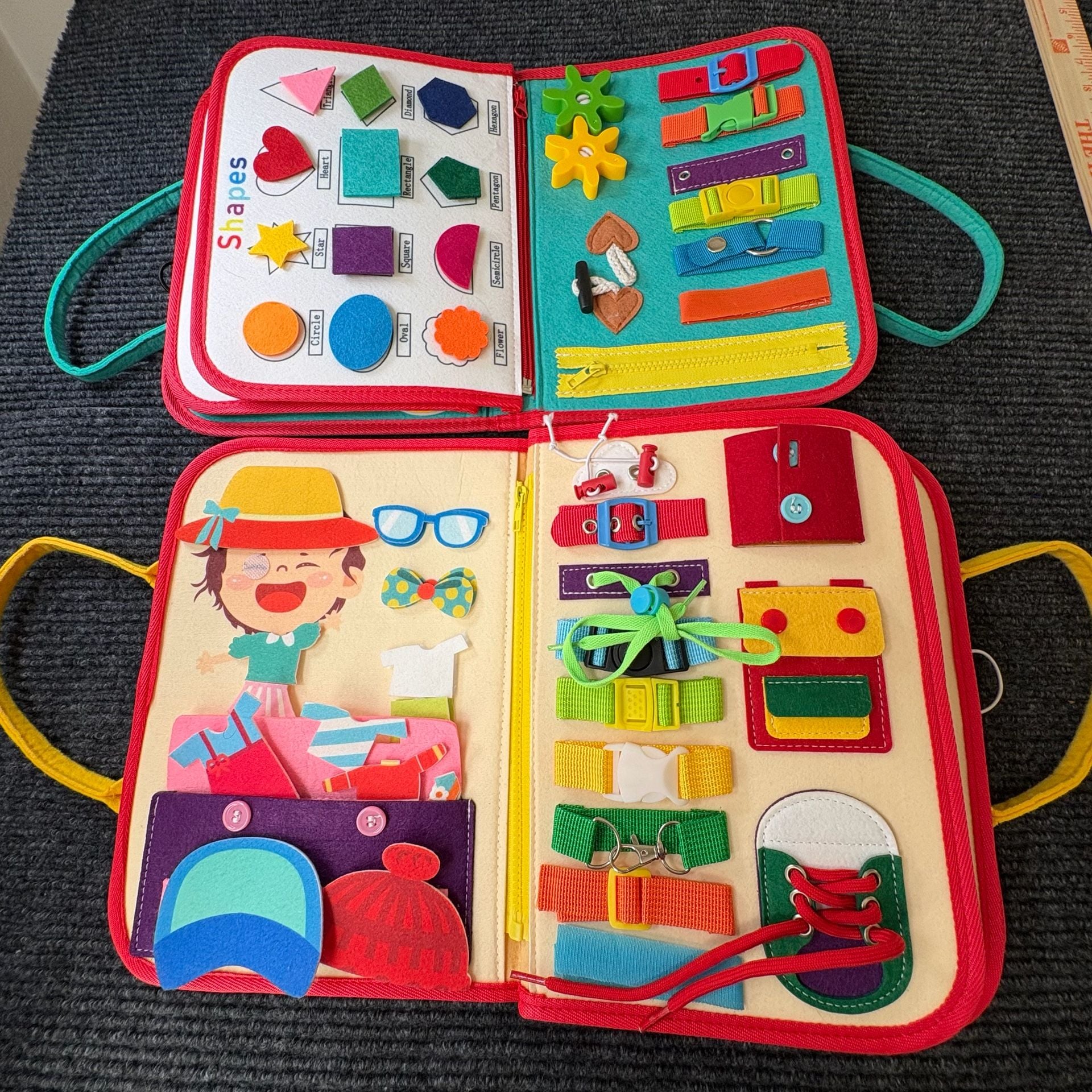Montessori Busy Board Sensory Activity Toy Felt Toddler Books 1