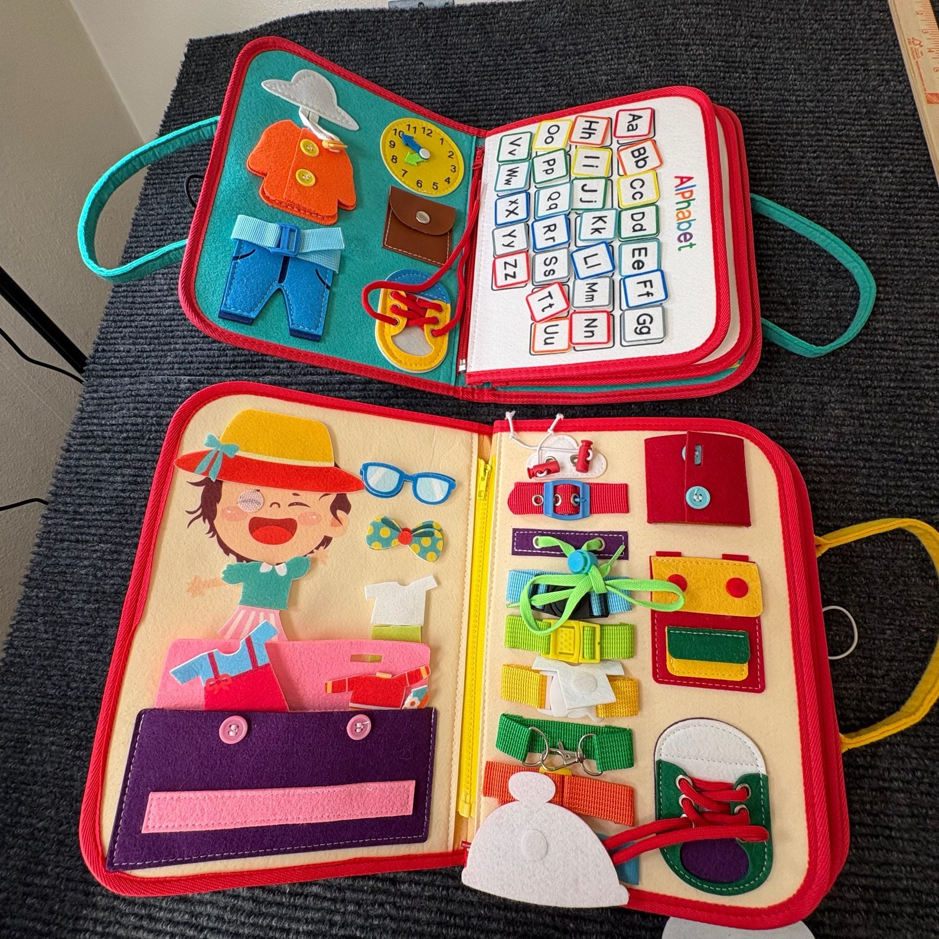 Montessori Busy Board Sensory Activity Toy Felt Toddler Books 3