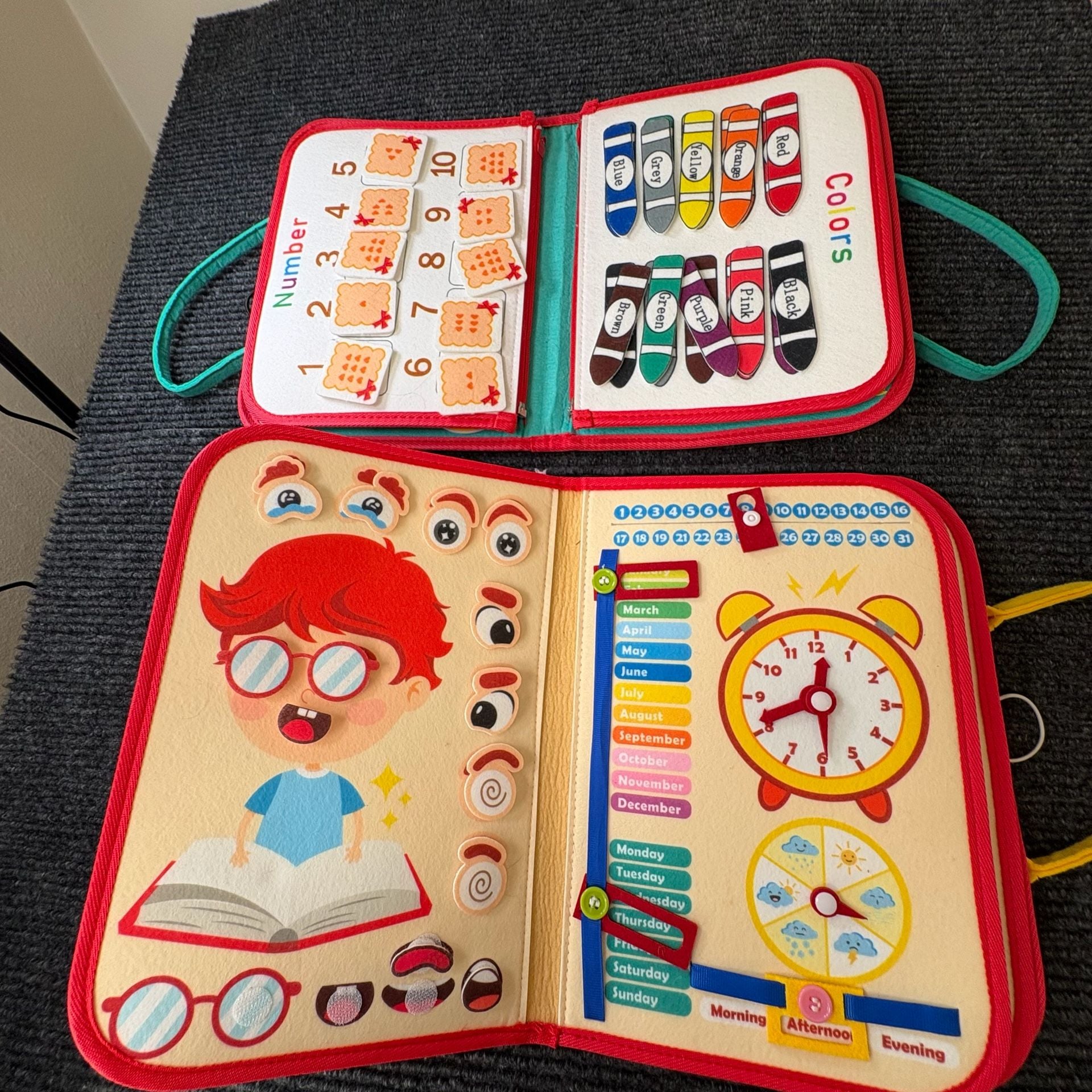 Montessori Busy Board Sensory Activity Toy Felt Toddler Books 4