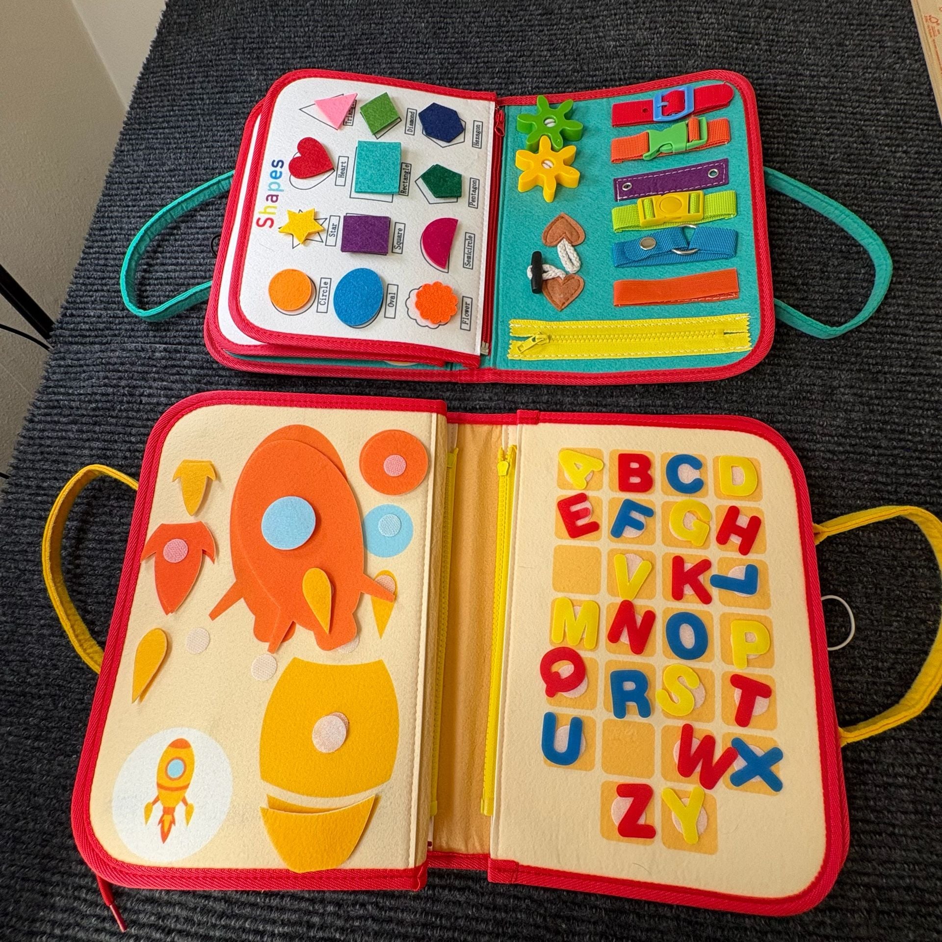 Montessori Busy Board Sensory Activity Toy Felt Toddler Books 5
