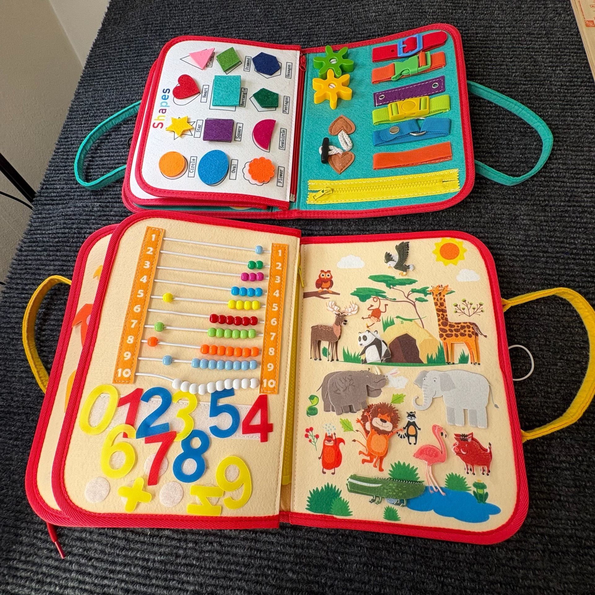 Montessori Busy Board Sensory Activity Toy Felt Toddler Books 6