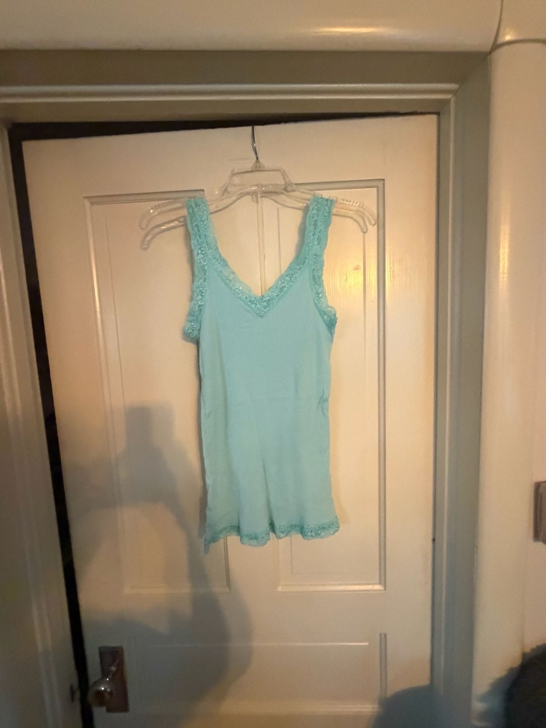 Shimera Camisole Size M Sky Blue Cotton Rayon Lace Trim 2