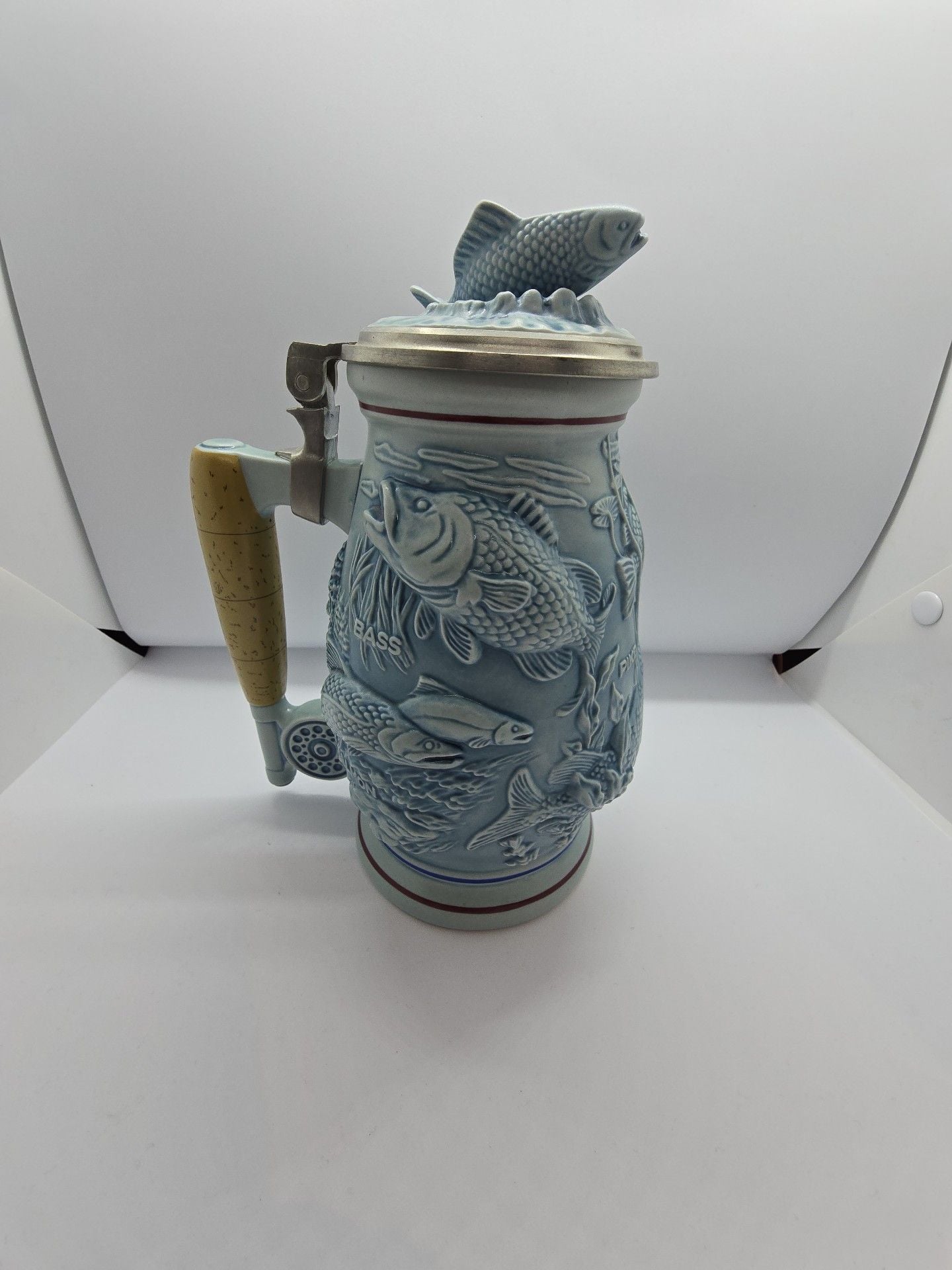 Avon 1990 Freshwater Fishing Stein Beer Mug Ceramic 1