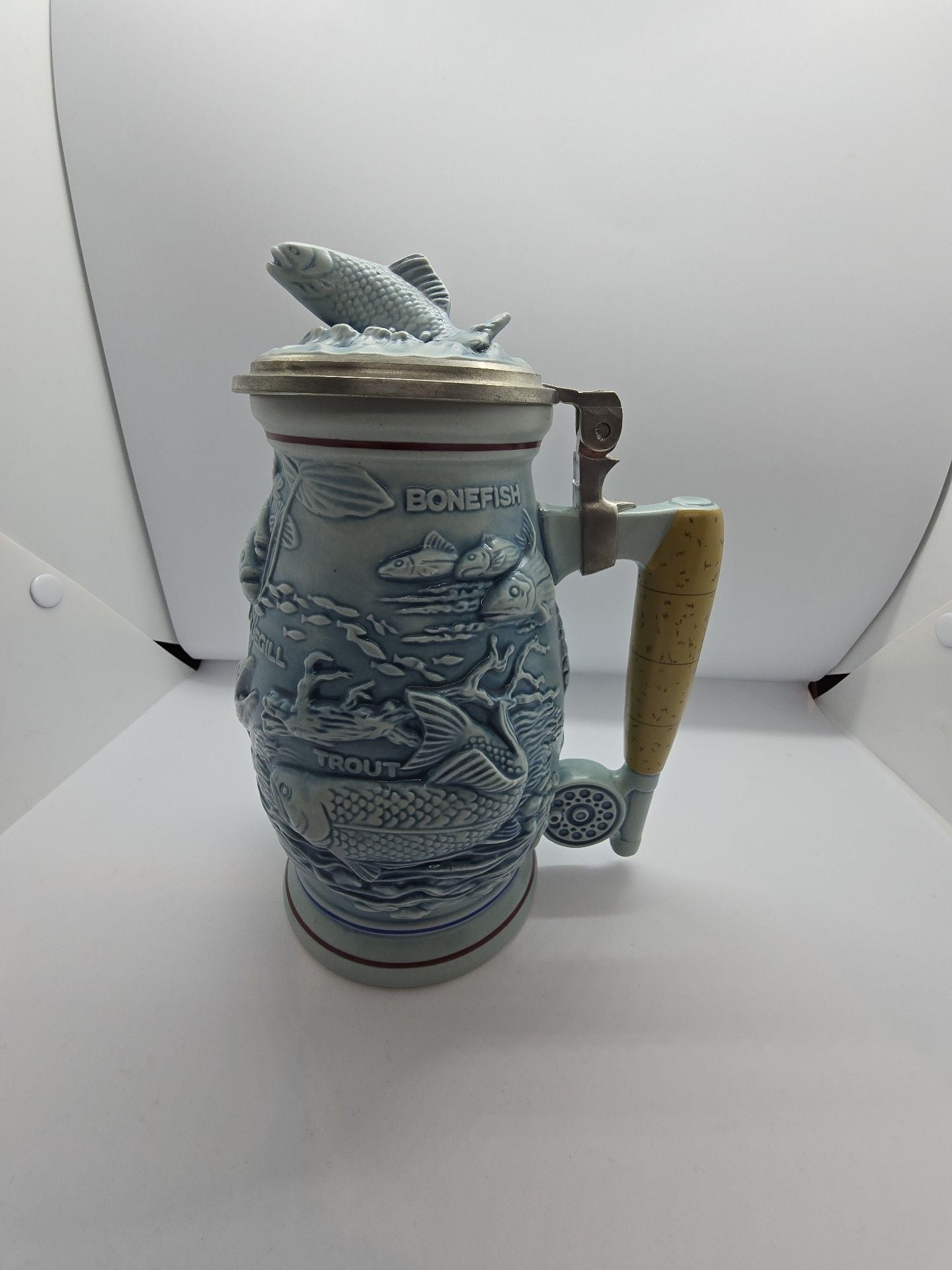 Avon 1990 Freshwater Fishing Stein Beer Mug Ceramic 3