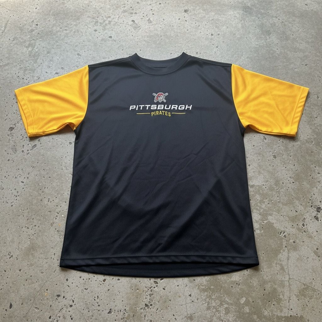 Pittsburgh Pirates T-Shirt Black Yellow Short Sleeve Athletic 2