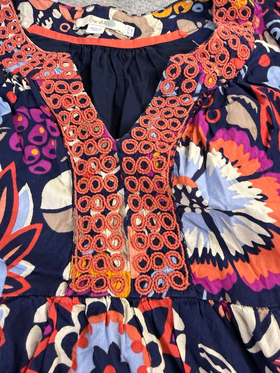 Boden Floral Maxi Dress Size US 8R Navy Blue Embroidered Tiered Sleeveless 4