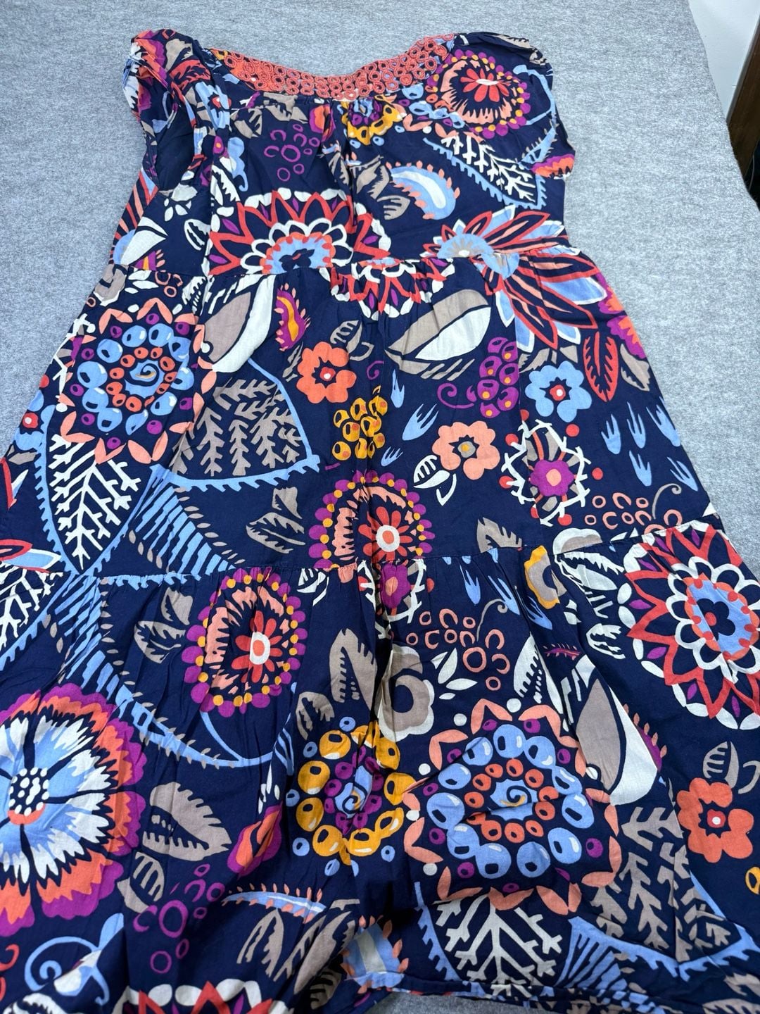 Boden Floral Maxi Dress Size US 8R Navy Blue Embroidered Tiered Sleeveless 6