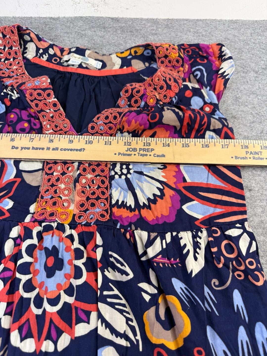 Boden Floral Maxi Dress Size US 8R Navy Blue Embroidered Tiered Sleeveless 8